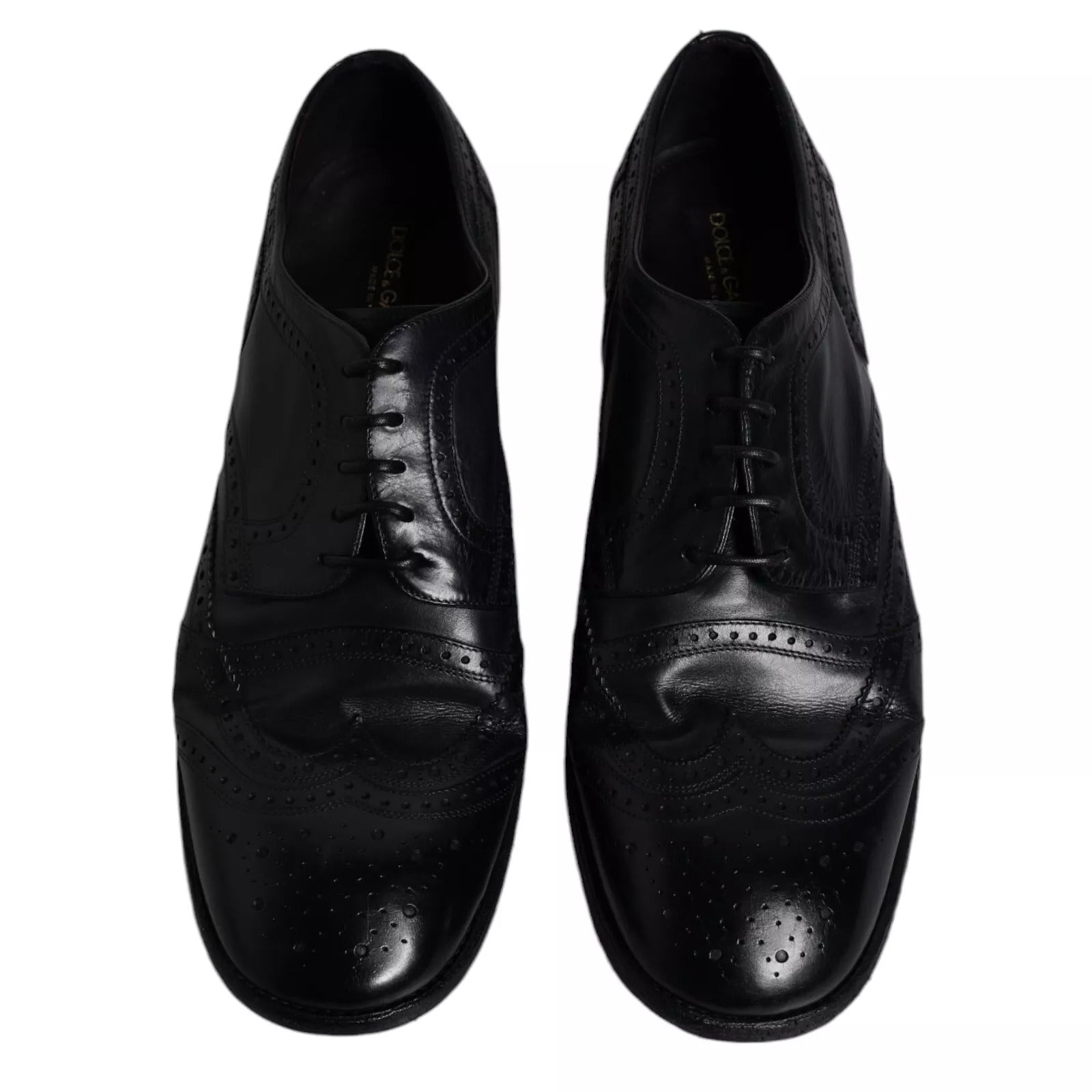 Dolce & Gabbana Dunkelblaue Leder Derby Wingtip Formelle Schuhe