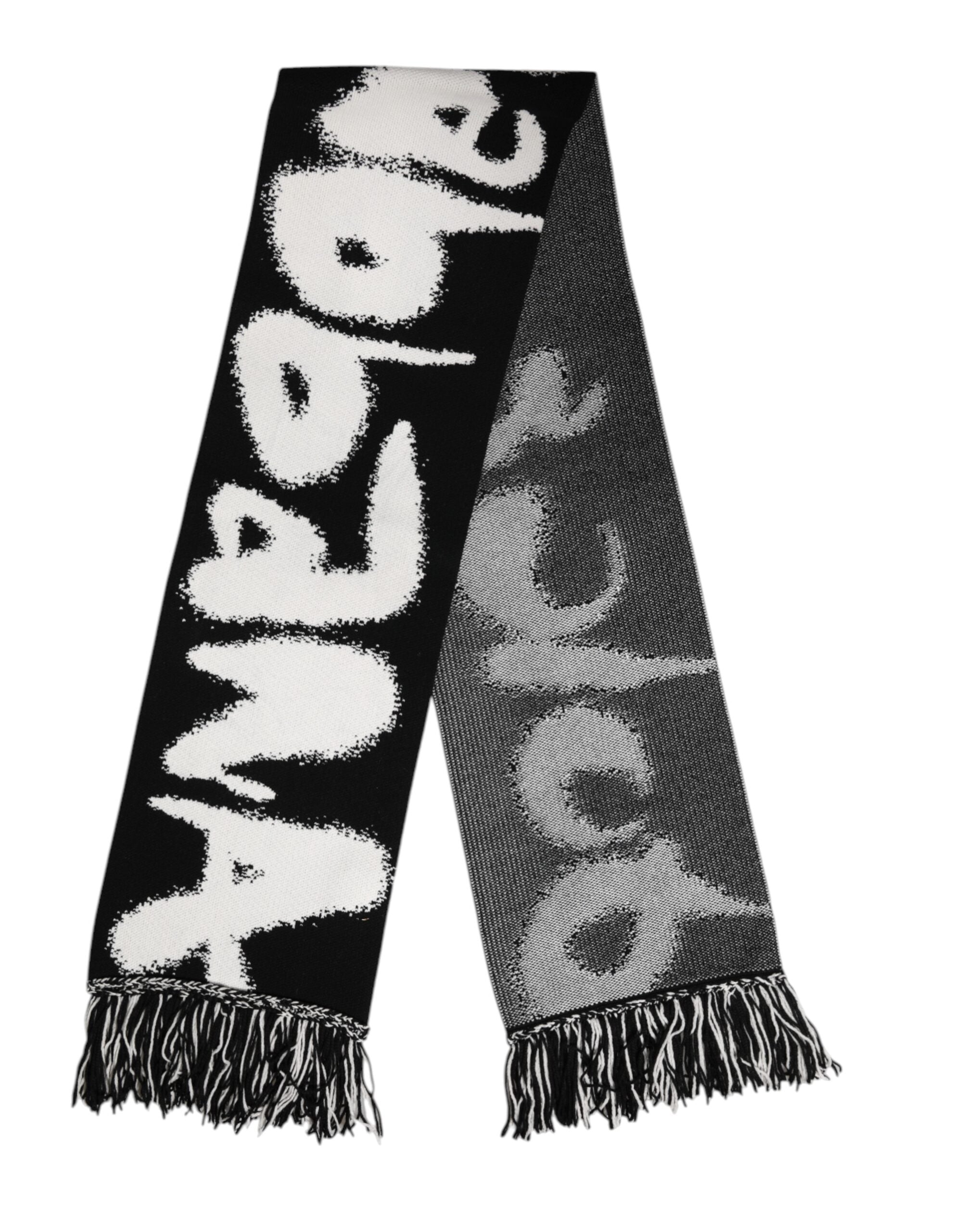 Dolce & Gabbana Schwarzer Logo-Halswärmer Wrap Männer Schal Schal