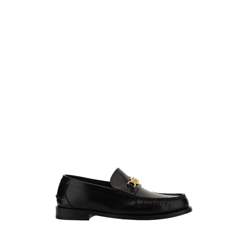 Versace Schwarze "Bos Taurus" Kalbsleder Loafer zum Hineinschlüpfen