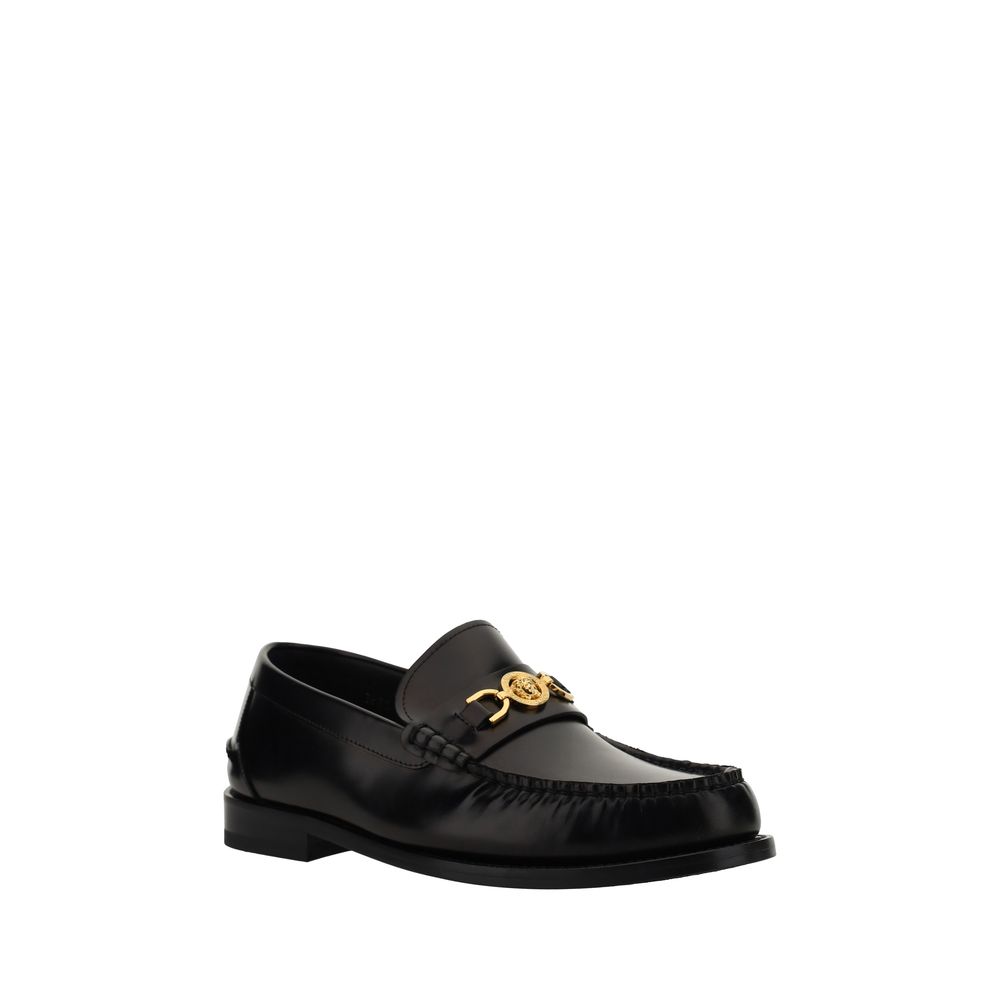 Versace Schwarze "Bos Taurus" Kalbsleder Loafer zum Hineinschlüpfen