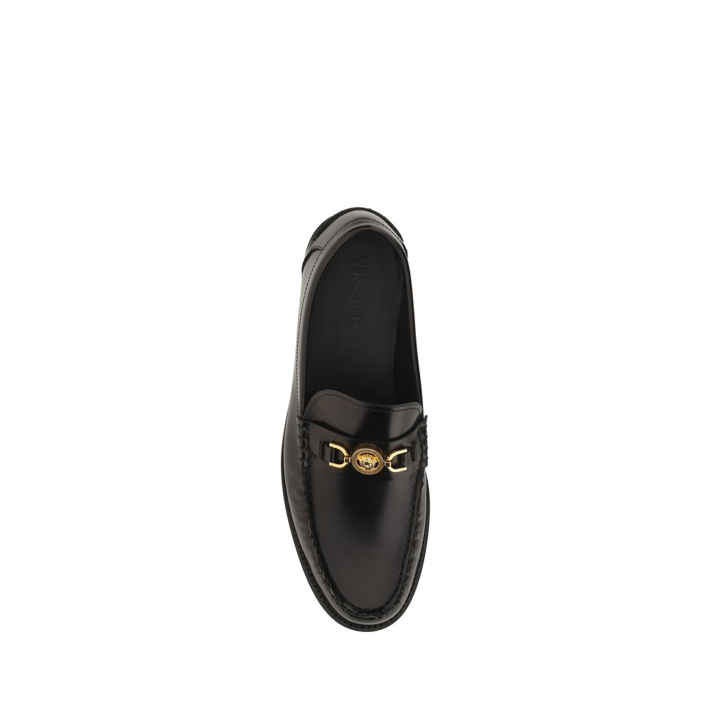 Versace Schwarze "Bos Taurus" Kalbsleder Loafer zum Hineinschlüpfen