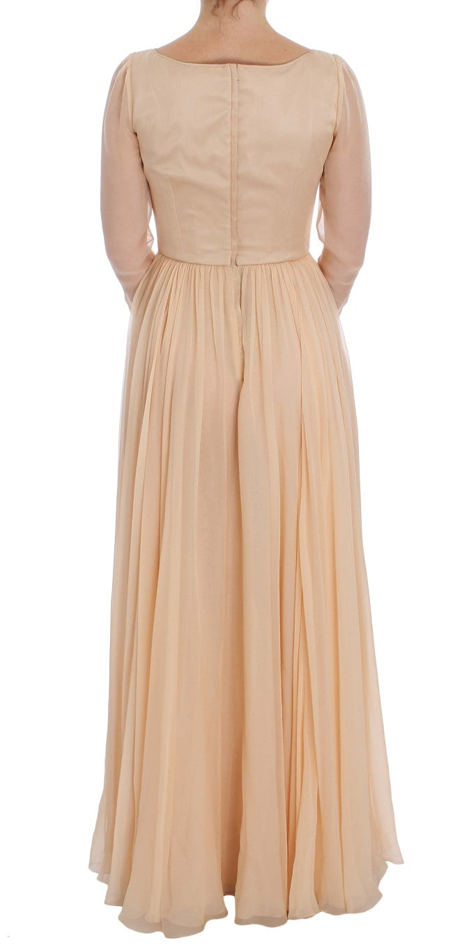 Dolce & Gabbana Beige Seide Ballkleid in voller Länge Kleid