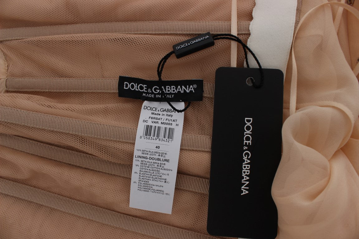 Dolce & Gabbana Beige Seide Ballkleid in voller Länge Kleid