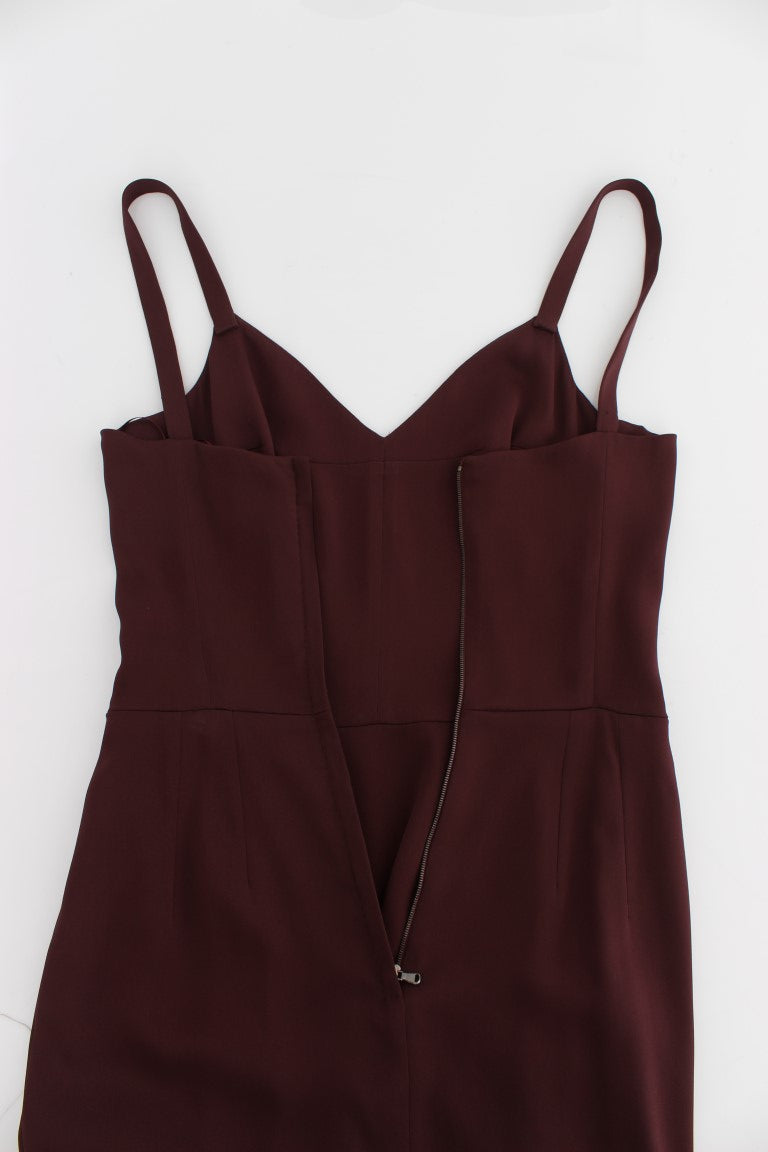 Dolce & Gabbana Bordeauxfarbenes Stretch-Etuikleid in voller Länge