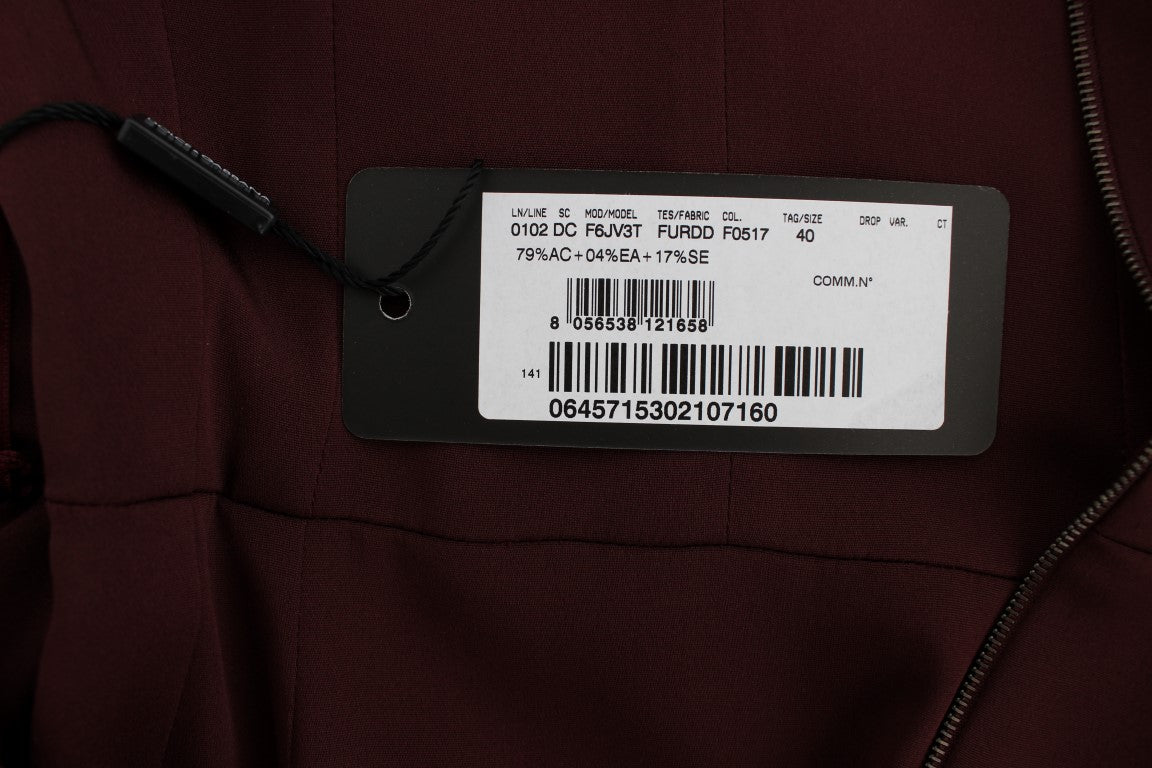Dolce & Gabbana Bordeauxfarbenes Stretch-Etuikleid in voller Länge