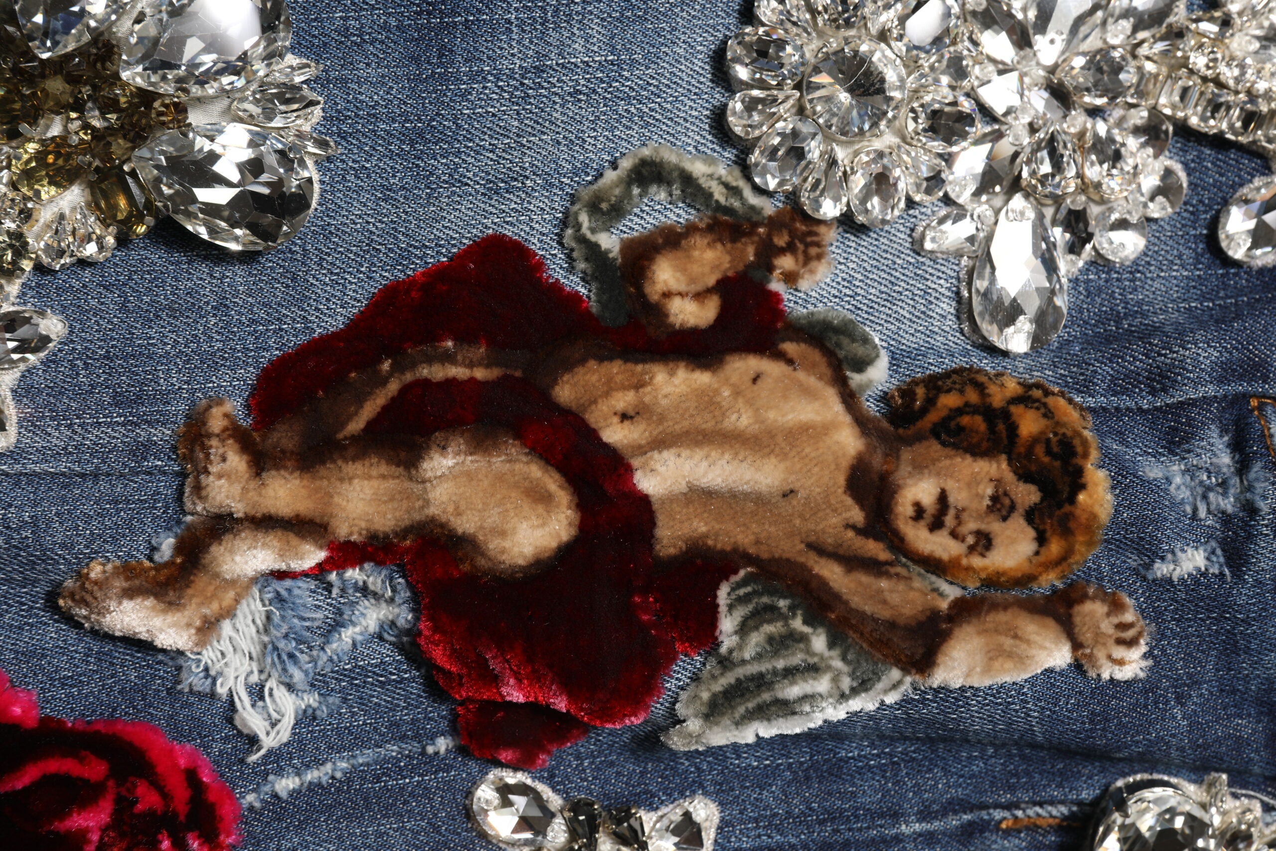 Dolce & Gabbana Blaue Baumwoll-Jeans mit Strass-Verzierungen