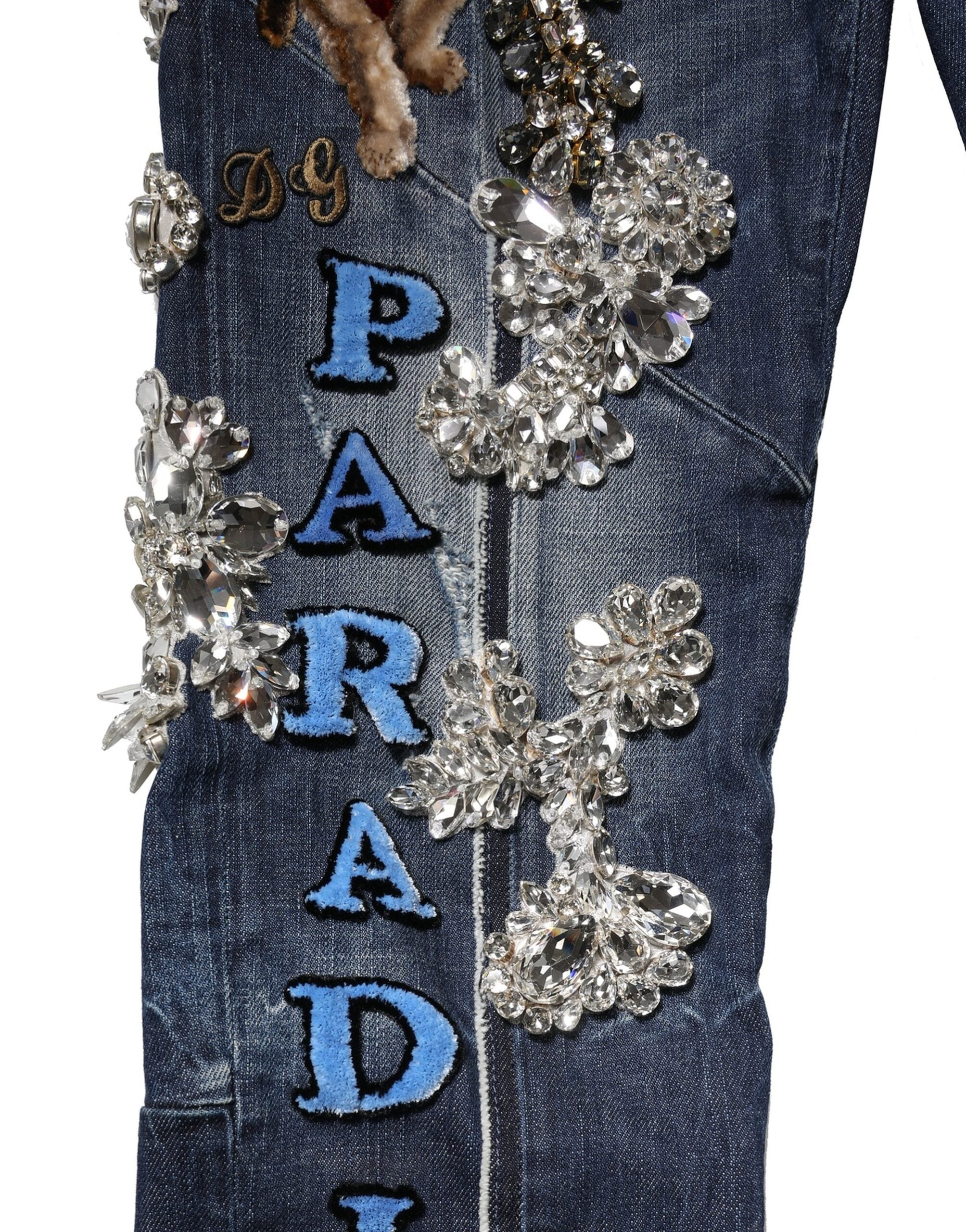Dolce & Gabbana Blaue Baumwoll-Jeans mit Strass-Verzierungen