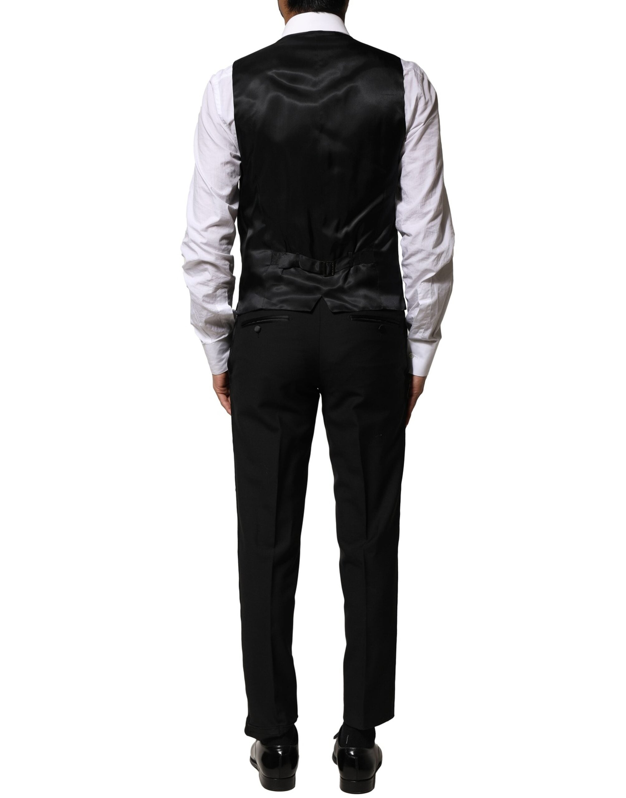 Dolce & Gabbana Schwarzer einreihiger Anzug aus Wolle (3 Teile)