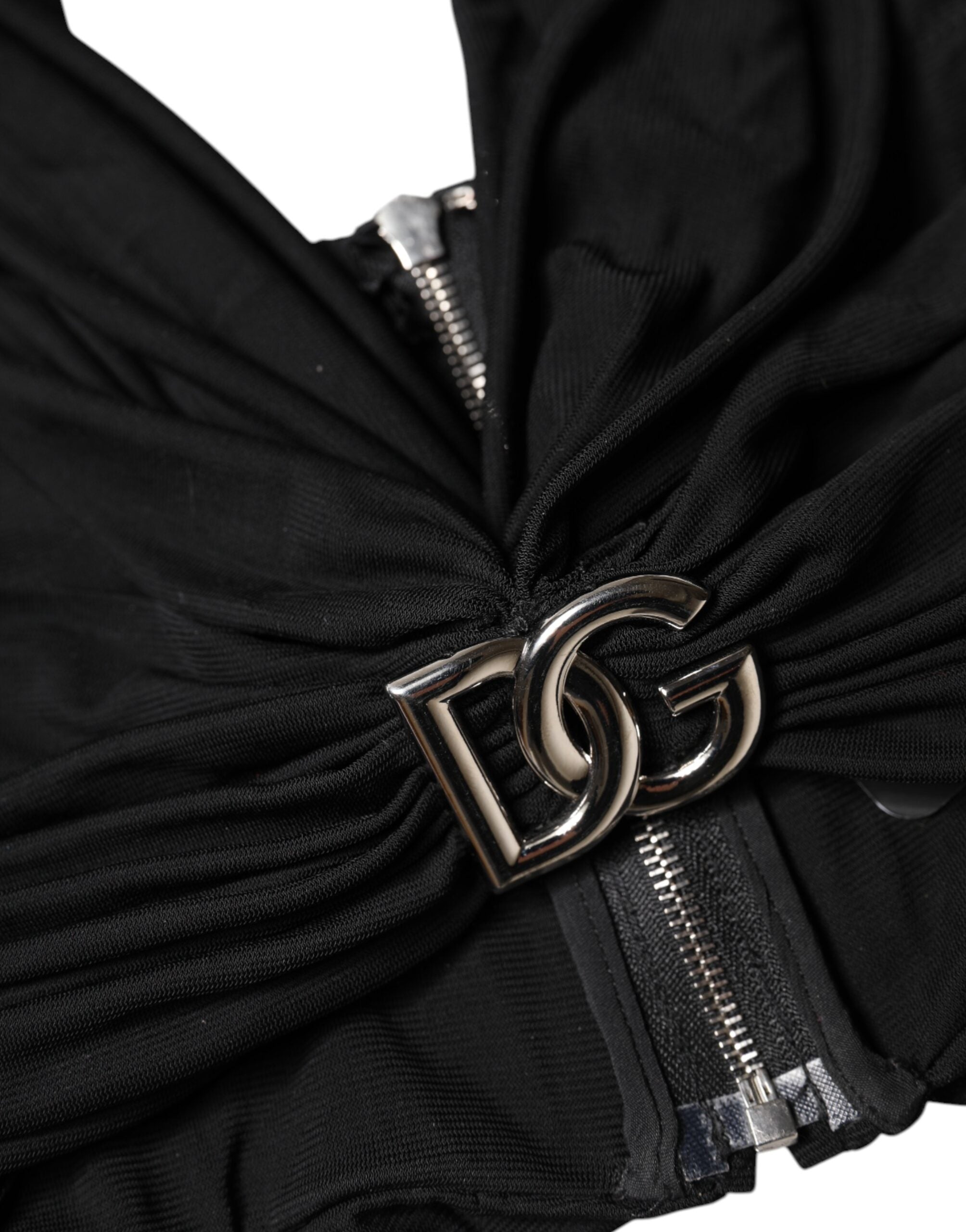 Dolce & Gabbana Schwarzes Cropped Viskose Halter Bustier Top