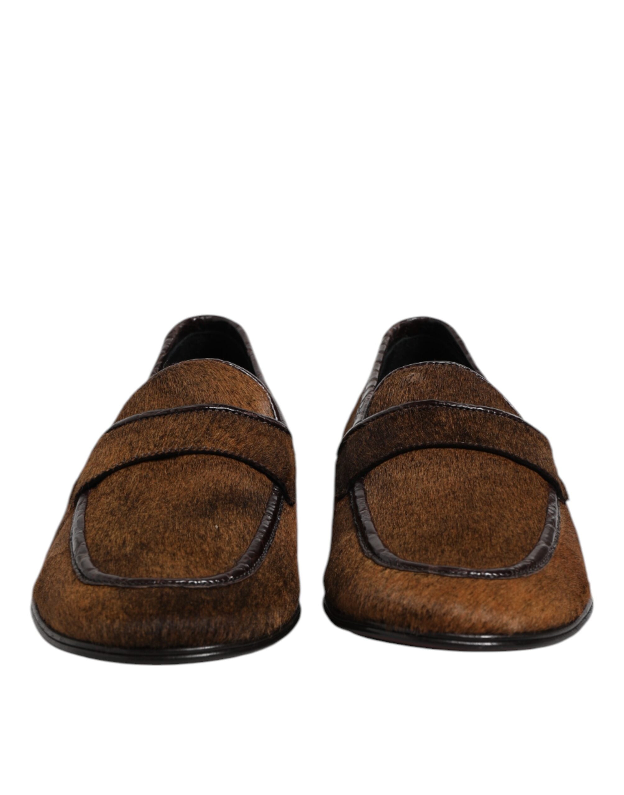 Dolce & Gabbana Braun Loafers Leder Slip On Männer Kleid Schuhe