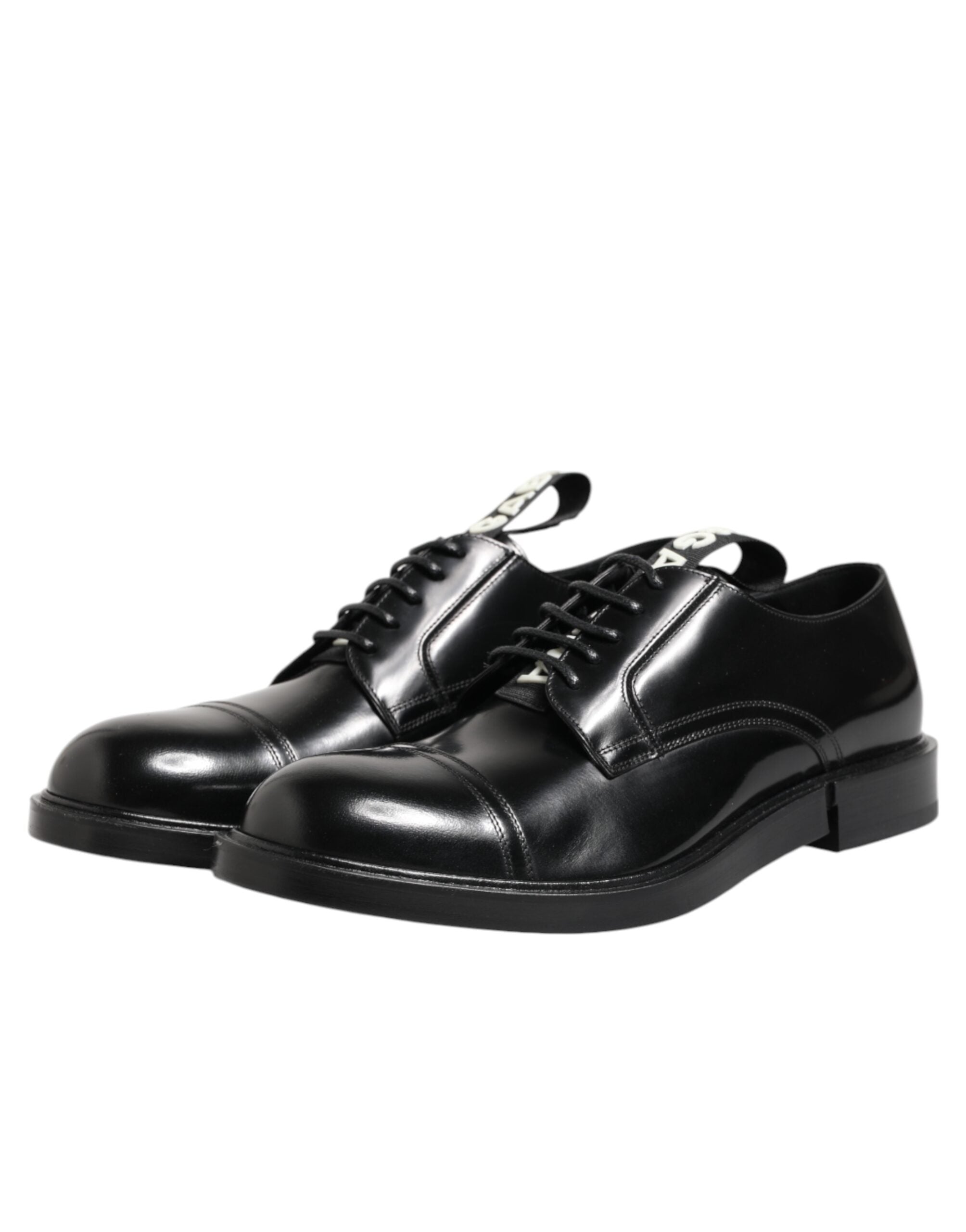 Dolce & Gabbana Schwarzes Leder Kleid Schnürschuhe Männer Formale Schuhe