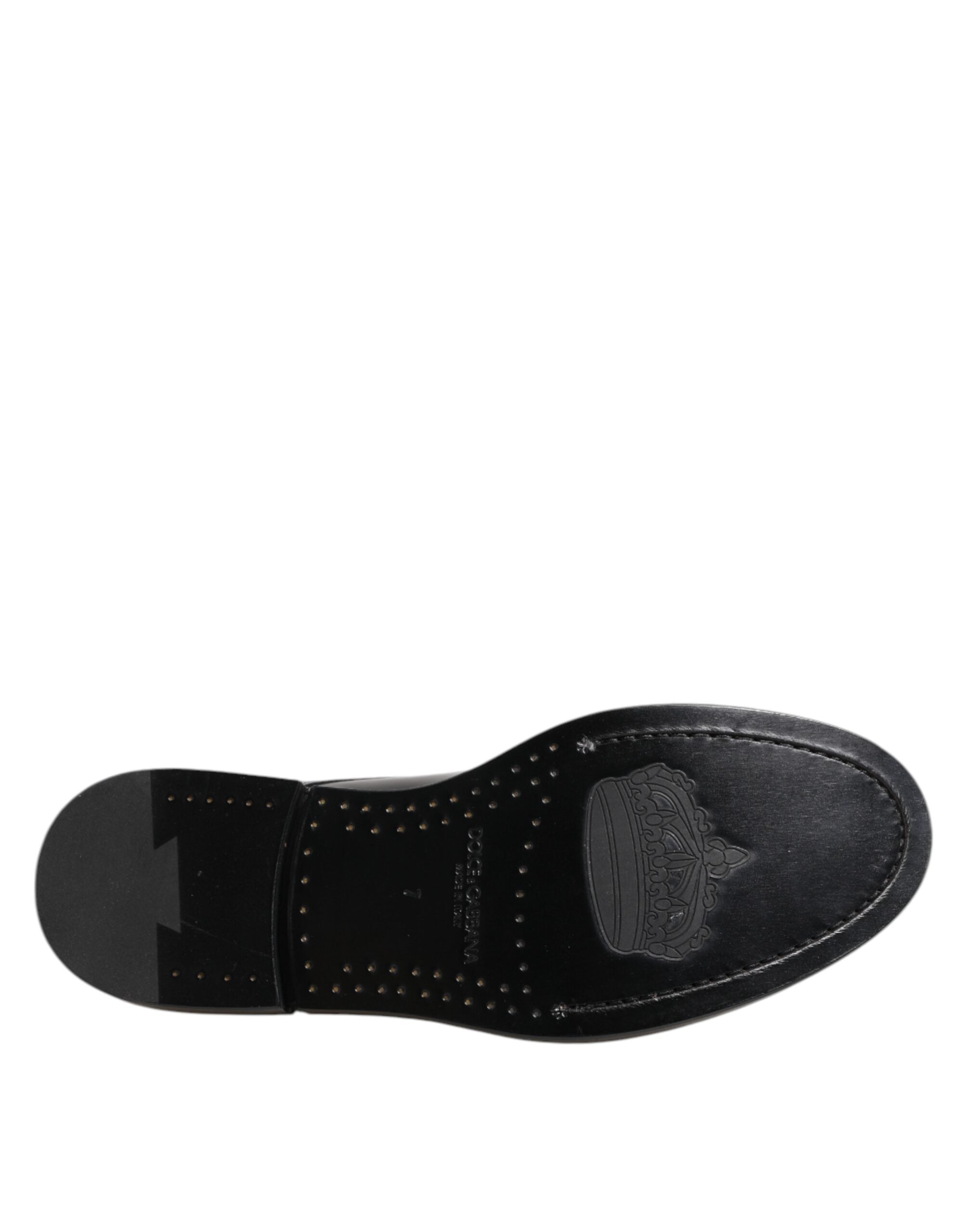Dolce & Gabbana Schwarzes Leder Kleid Schnürschuhe Männer Formale Schuhe