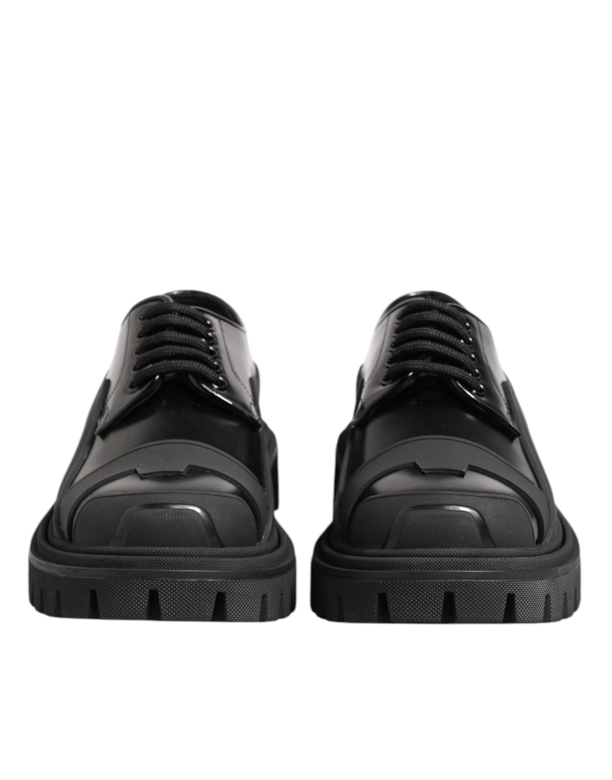 Dolce & Gabbana Trekking-Derby-Schuhe aus schwarzem Lackleder
