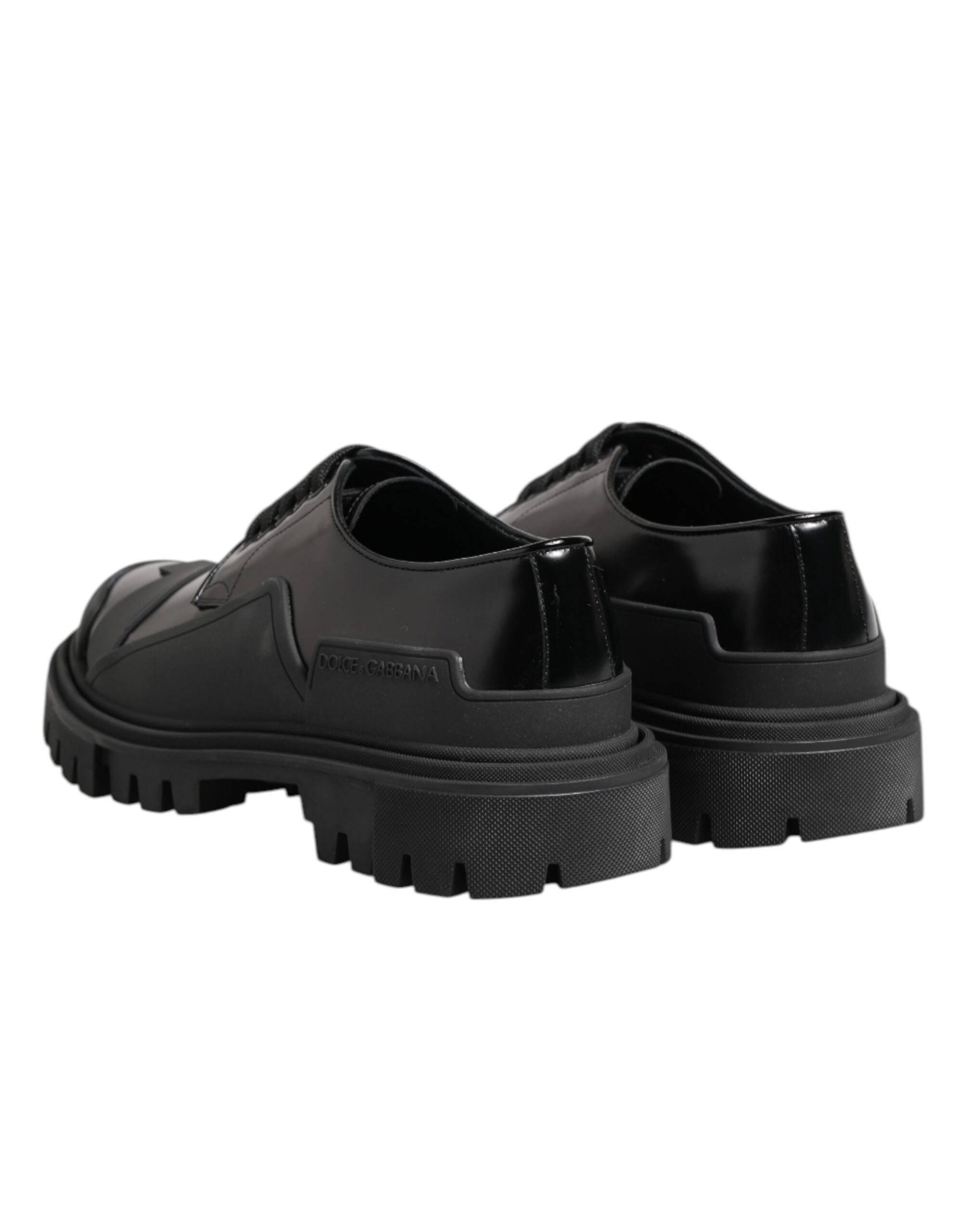 Dolce & Gabbana Trekking-Derby-Schuhe aus schwarzem Lackleder