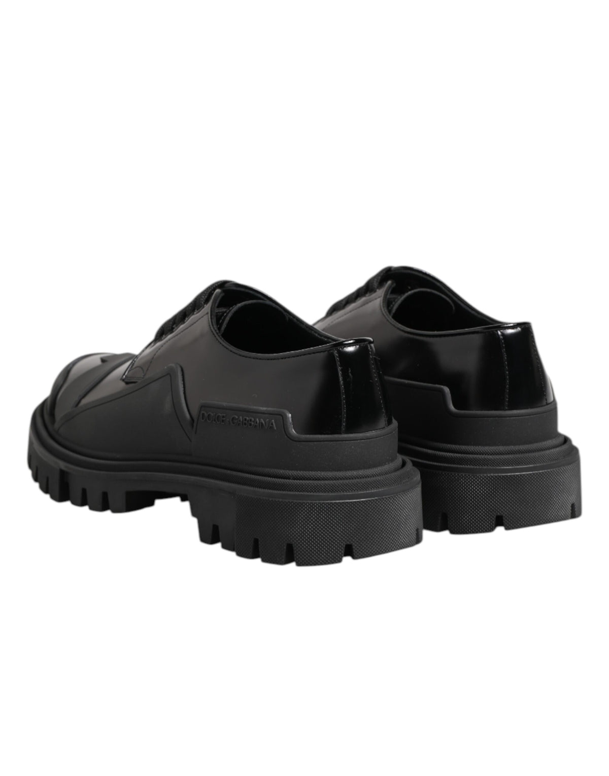 Dolce & Gabbana Trekking-Derby-Schuhe aus schwarzem Lackleder