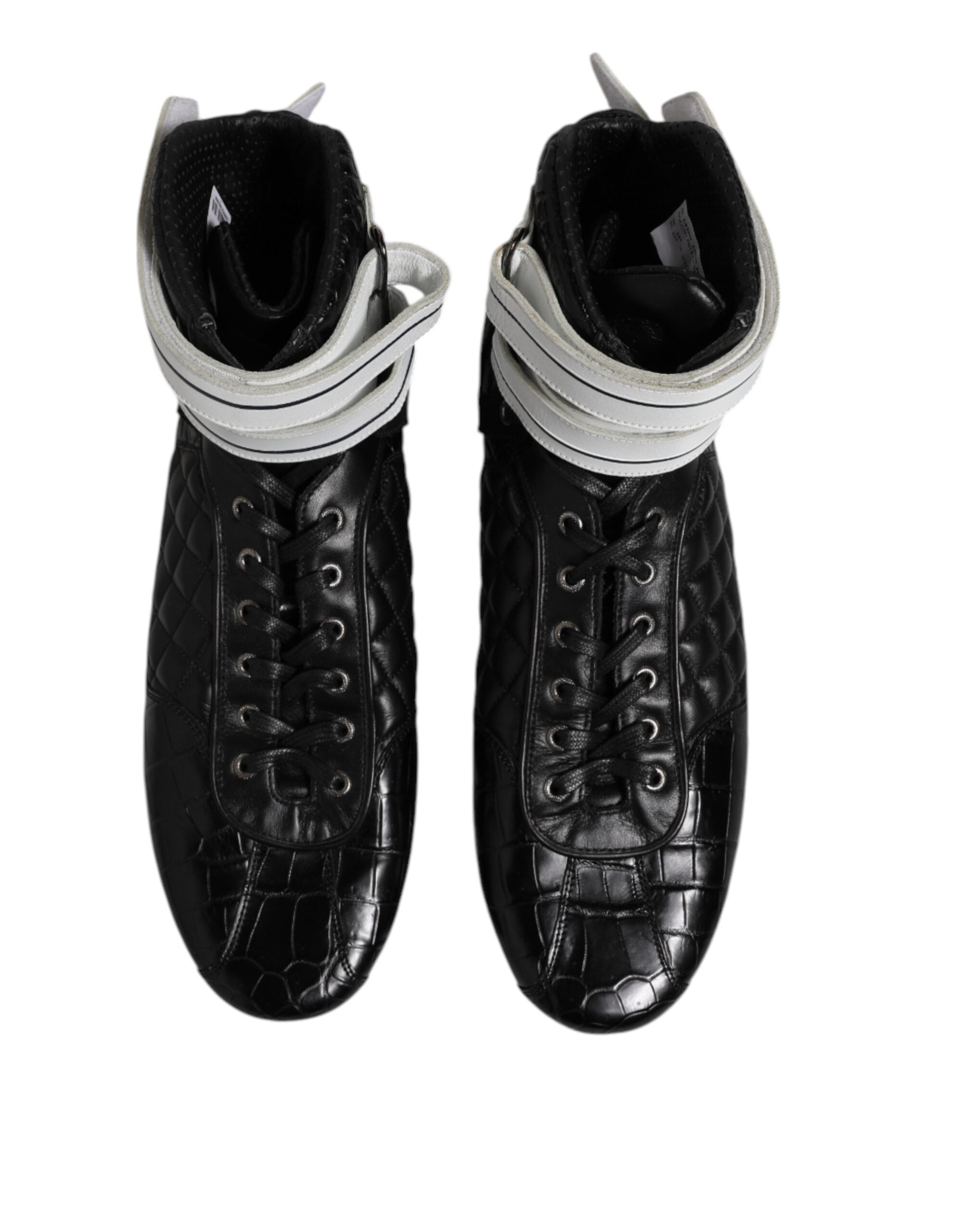 Dolce & Gabbana Schwarze gesteppte Leder Schnürschuhe