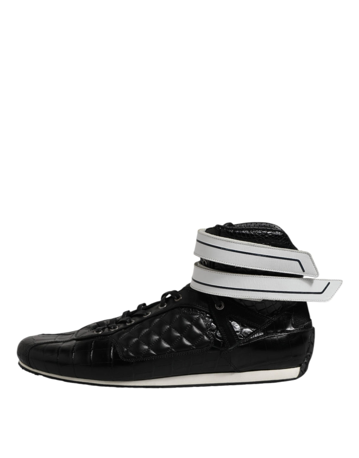 Dolce & Gabbana Schwarze gesteppte Leder Schnürschuhe