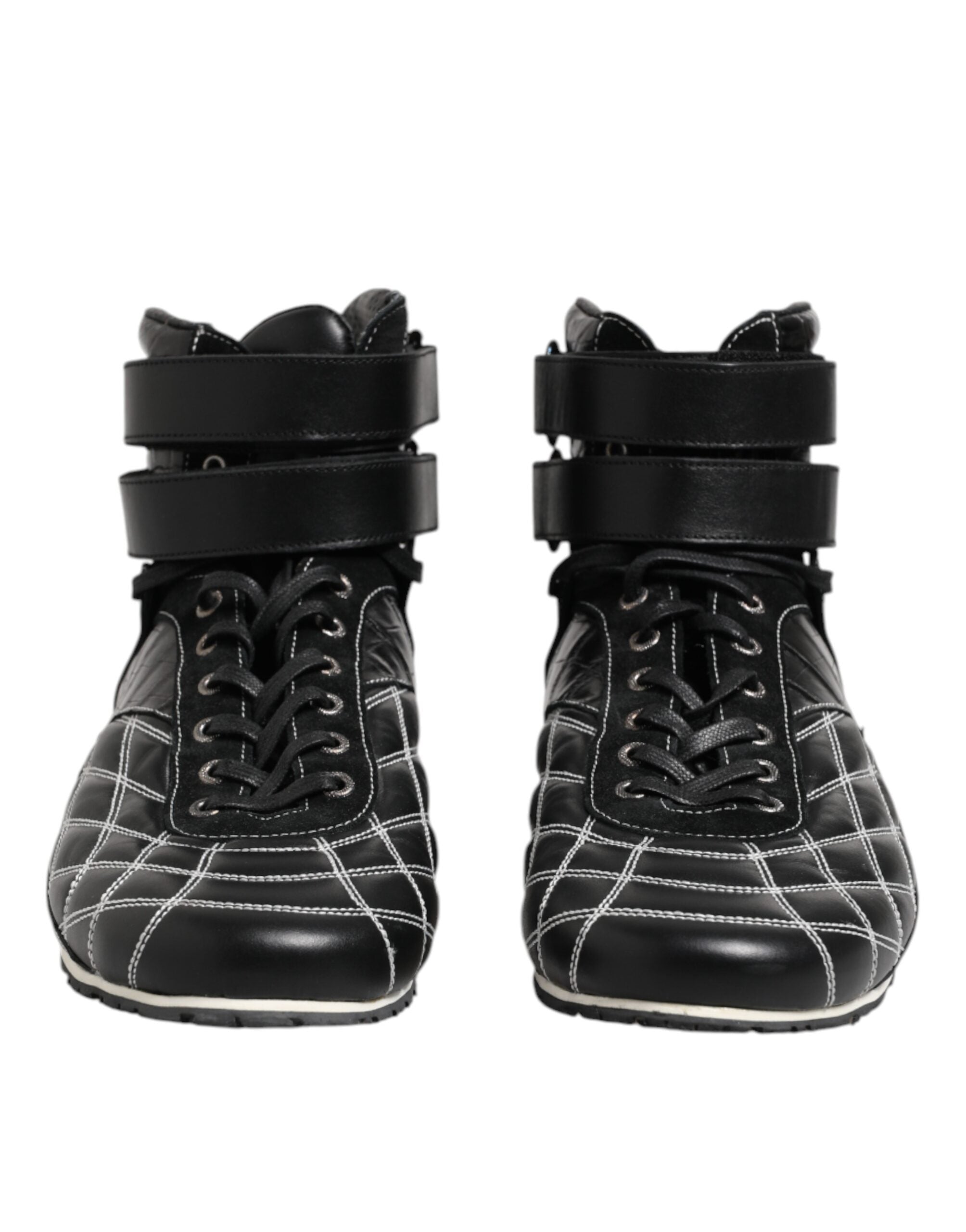 Dolce & Gabbana Schwarze gesteppte Leder Schnürschuhe