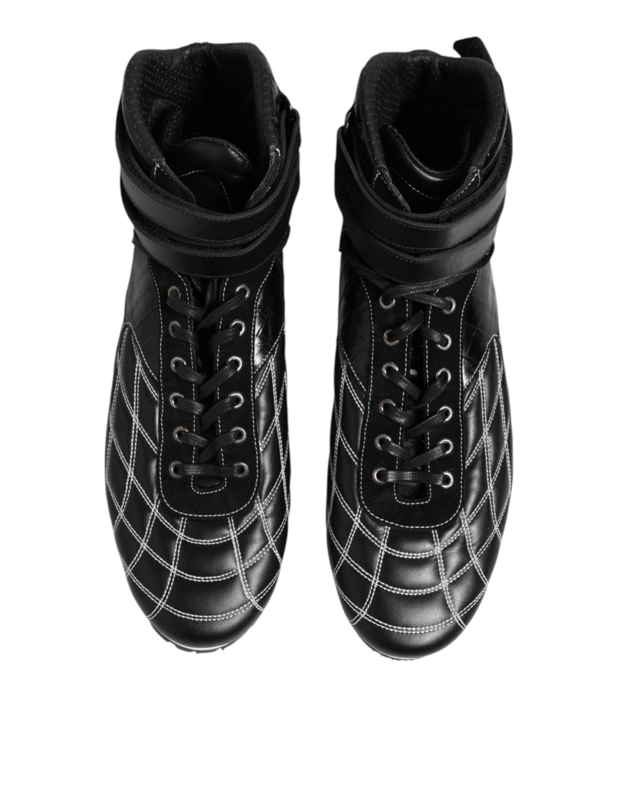 Dolce & Gabbana Schwarze gesteppte Leder Schnürschuhe