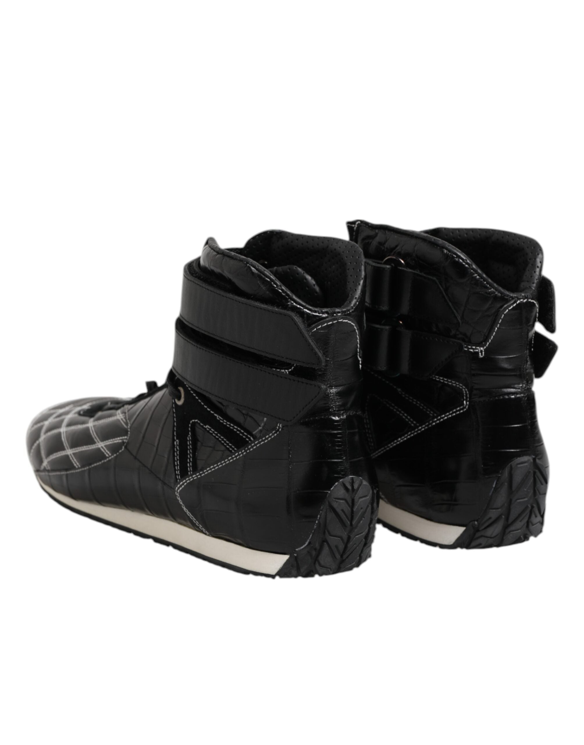 Dolce & Gabbana Schwarze gesteppte Leder Schnürschuhe