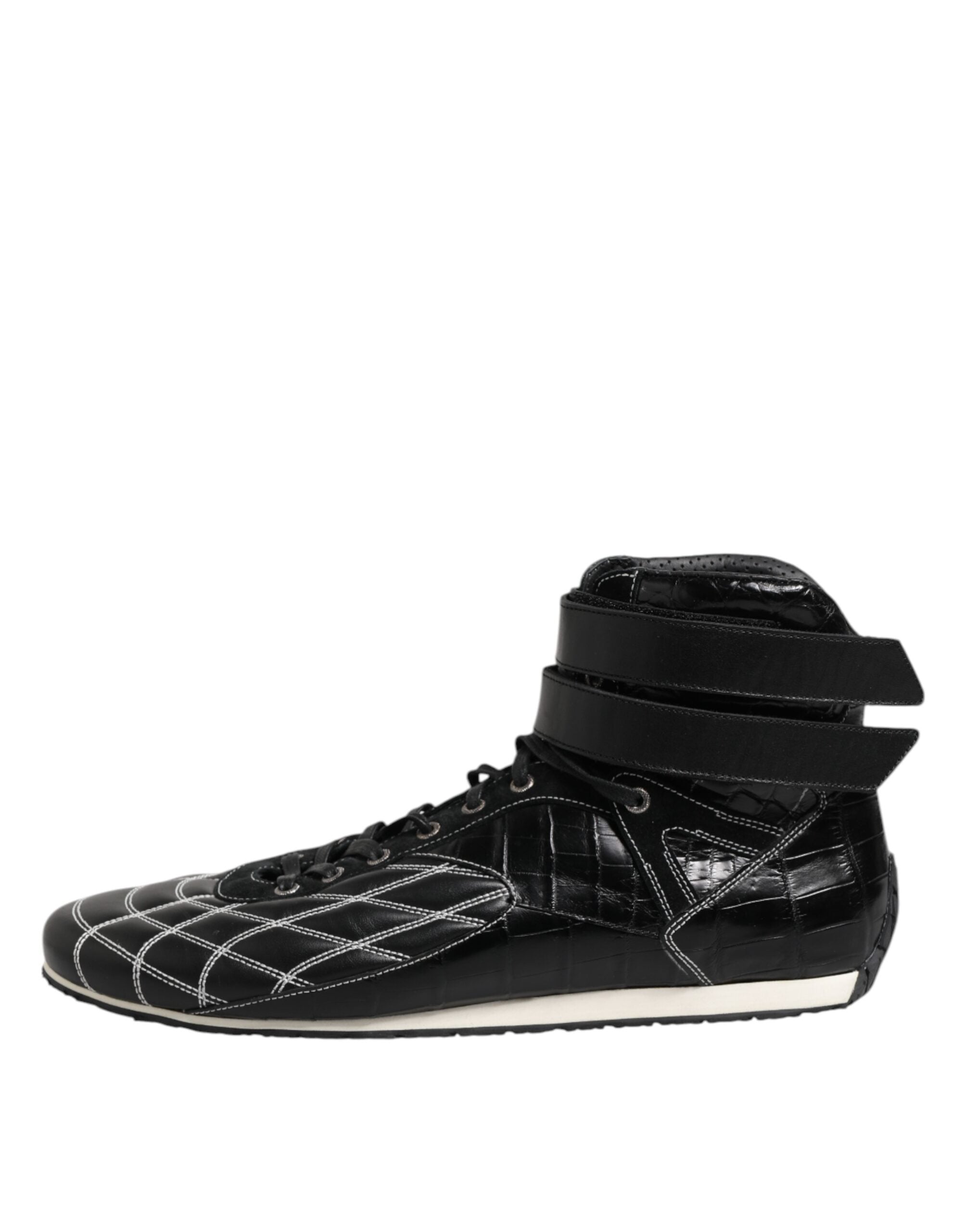 Dolce & Gabbana Schwarze gesteppte Leder Schnürschuhe