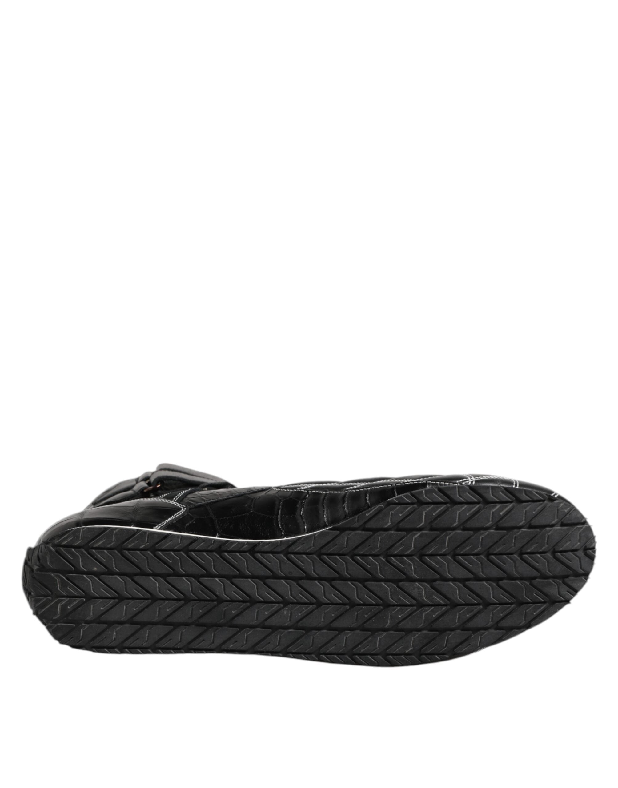 Dolce & Gabbana Schwarze gesteppte Leder Schnürschuhe
