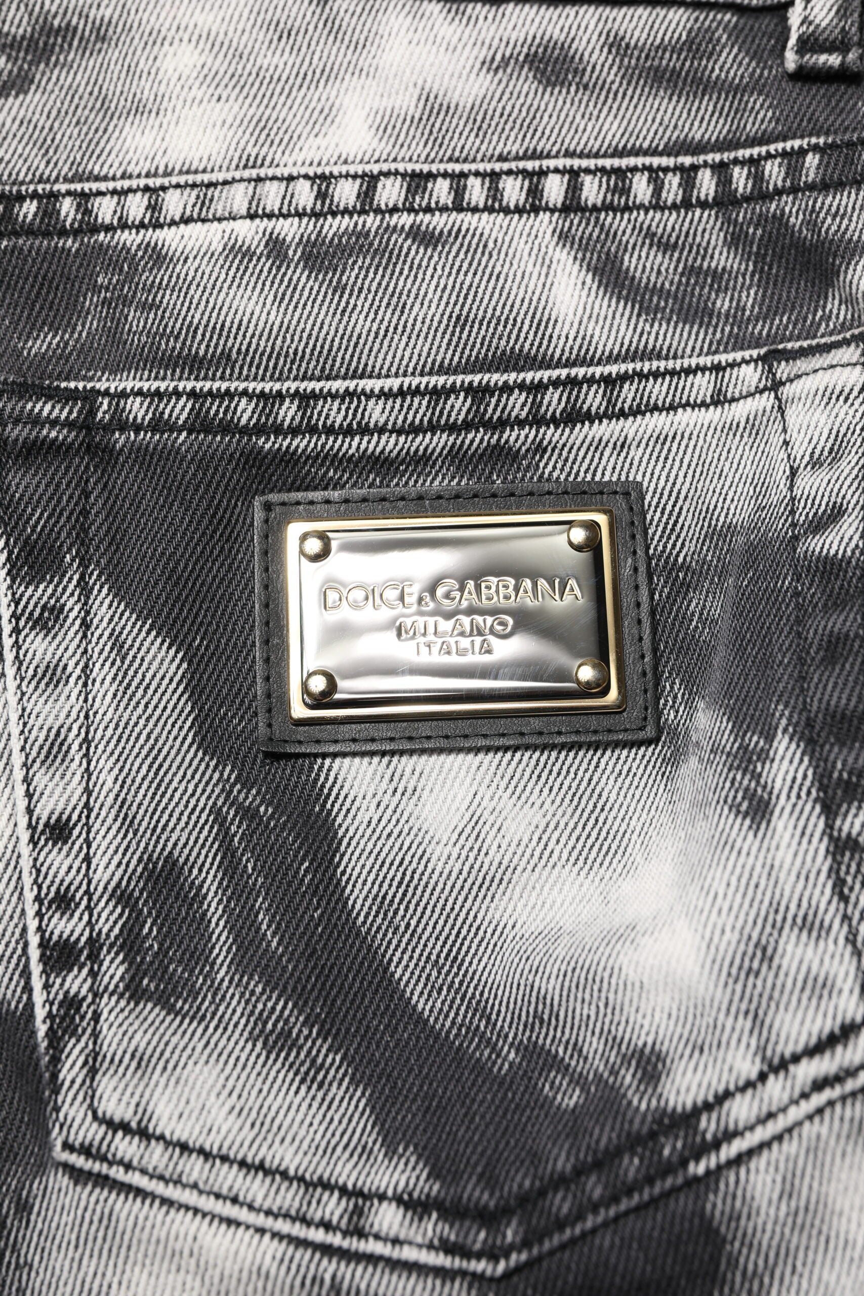 Dolce & Gabbana Schwarze Tie Dye Straight Denim Jeans