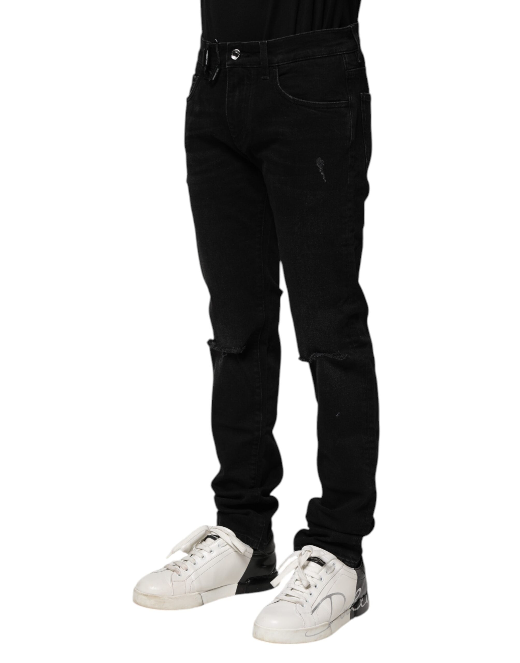 Dolce & Gabbana Schwarz Baumwolle Skinny Männer Denim Jeans