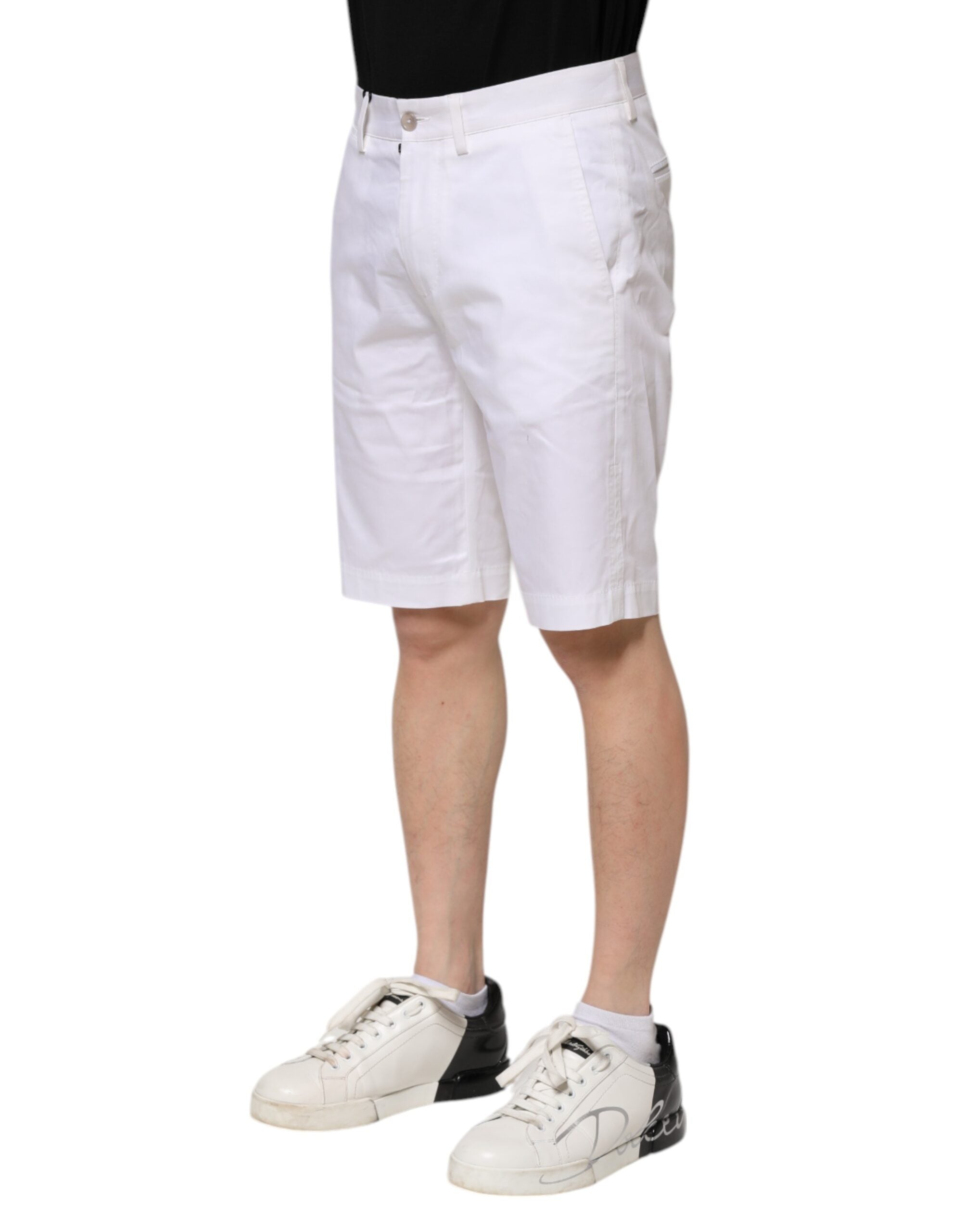 Dolce & Gabbana Weiße Baumwoll-Stretch Herren Denim Bermuda Shorts
