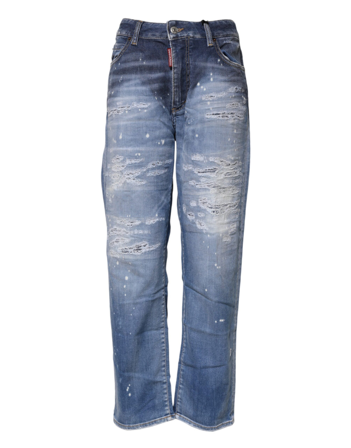 Dsquared² Blaue zerfledderte Straight Denim Jeans aus Baumwolle mit mittlerer Taille
