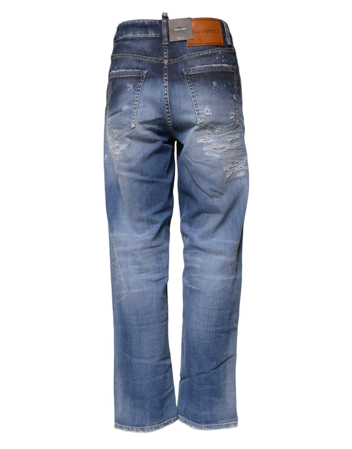 Dsquared² Blaue zerfledderte Straight Denim Jeans aus Baumwolle mit mittlerer Taille