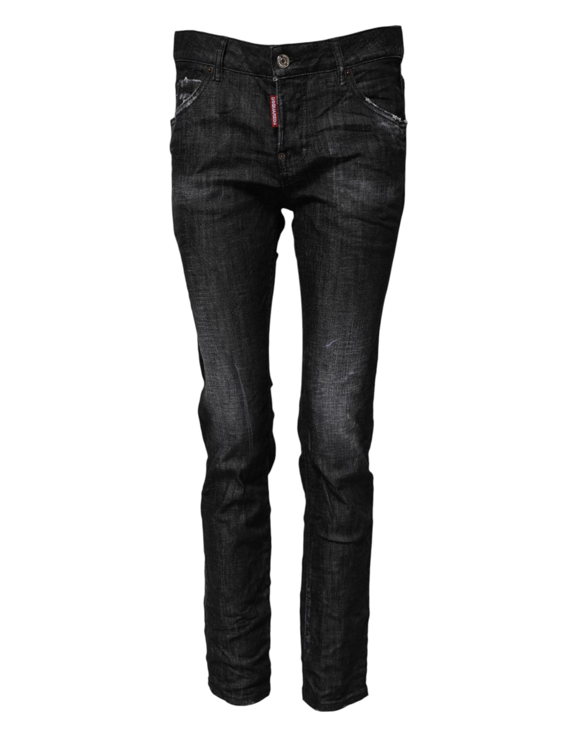 Dsquared² Schwarze Skinny-Jeans aus gewaschener Baumwolle mit mittlerer Taille