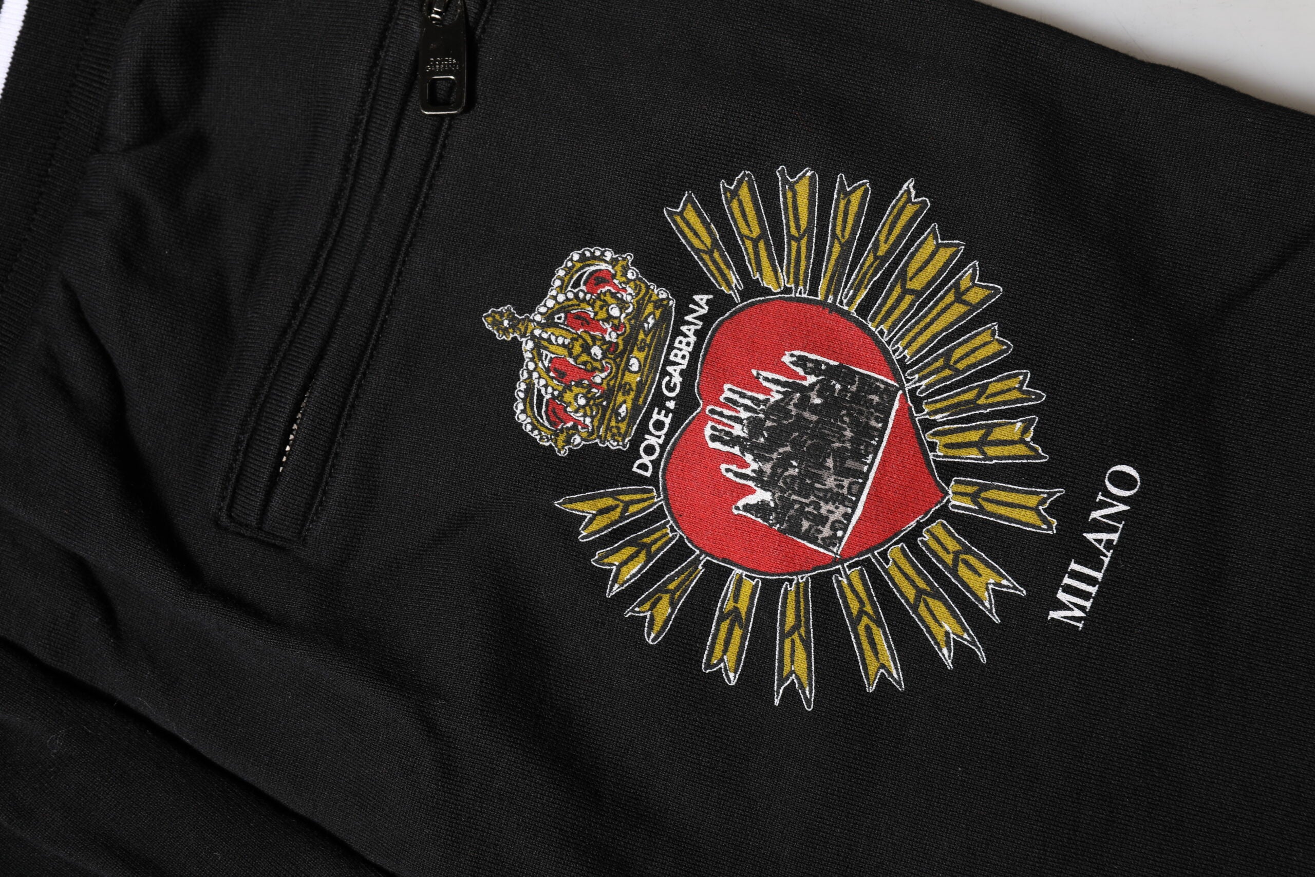 Dolce & Gabbana Schwarze Baumwoll-Jogger-Hose mit mittlerer Taille