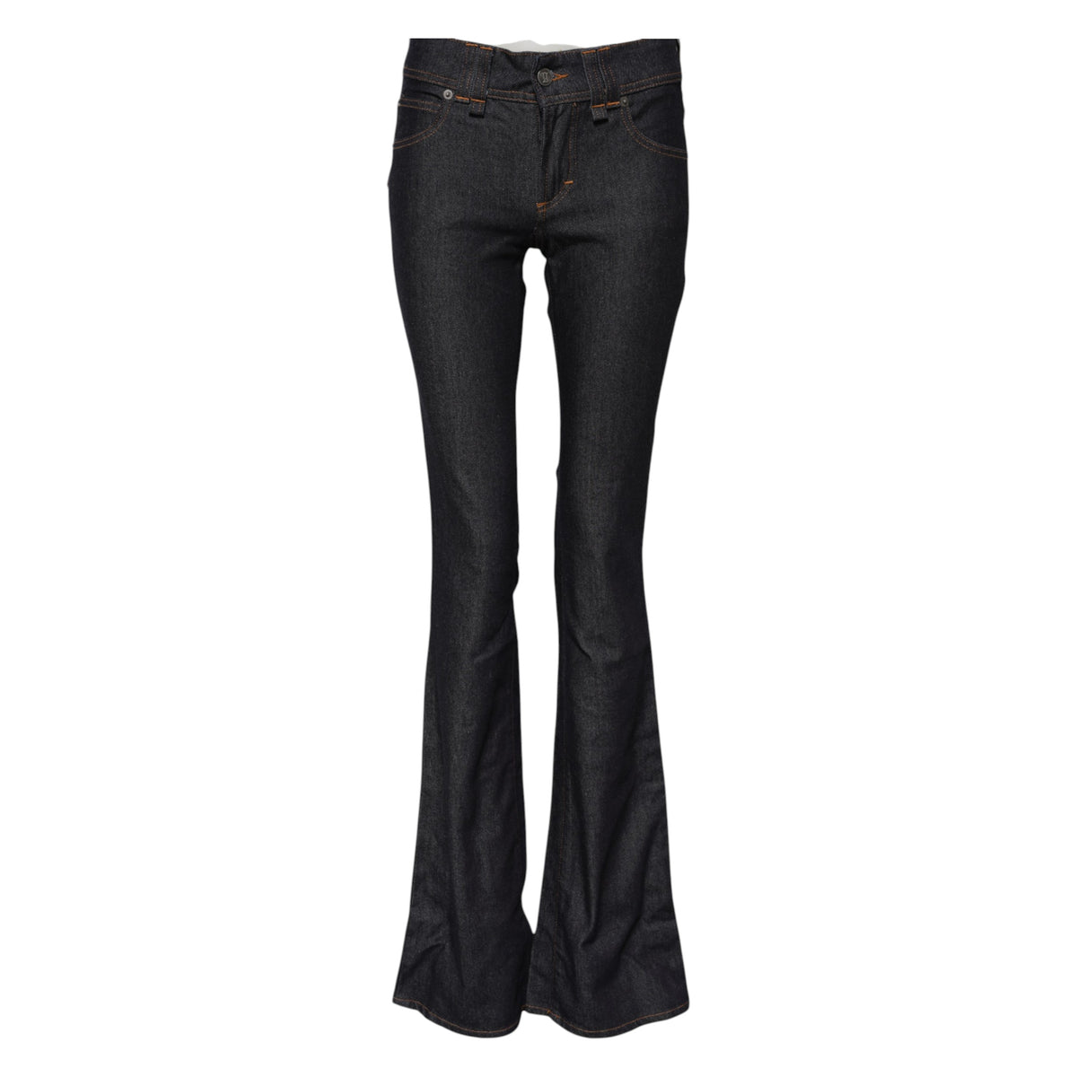 John Galliano Blaue Denim-Jeans mit breiter Taille und weitem Bein aus Baumwolle