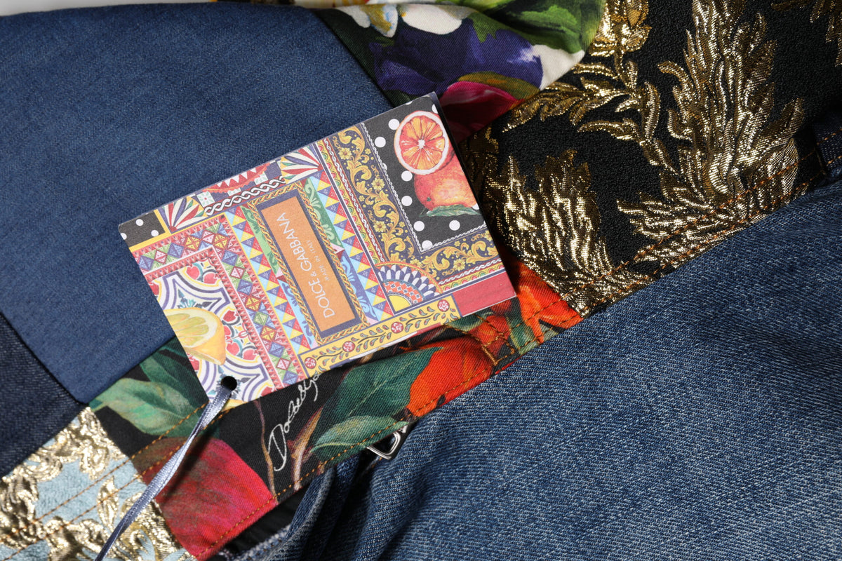 Dolce & Gabbana Blaue AMBER Patchwork Denim-Jeans mit hoher Taille