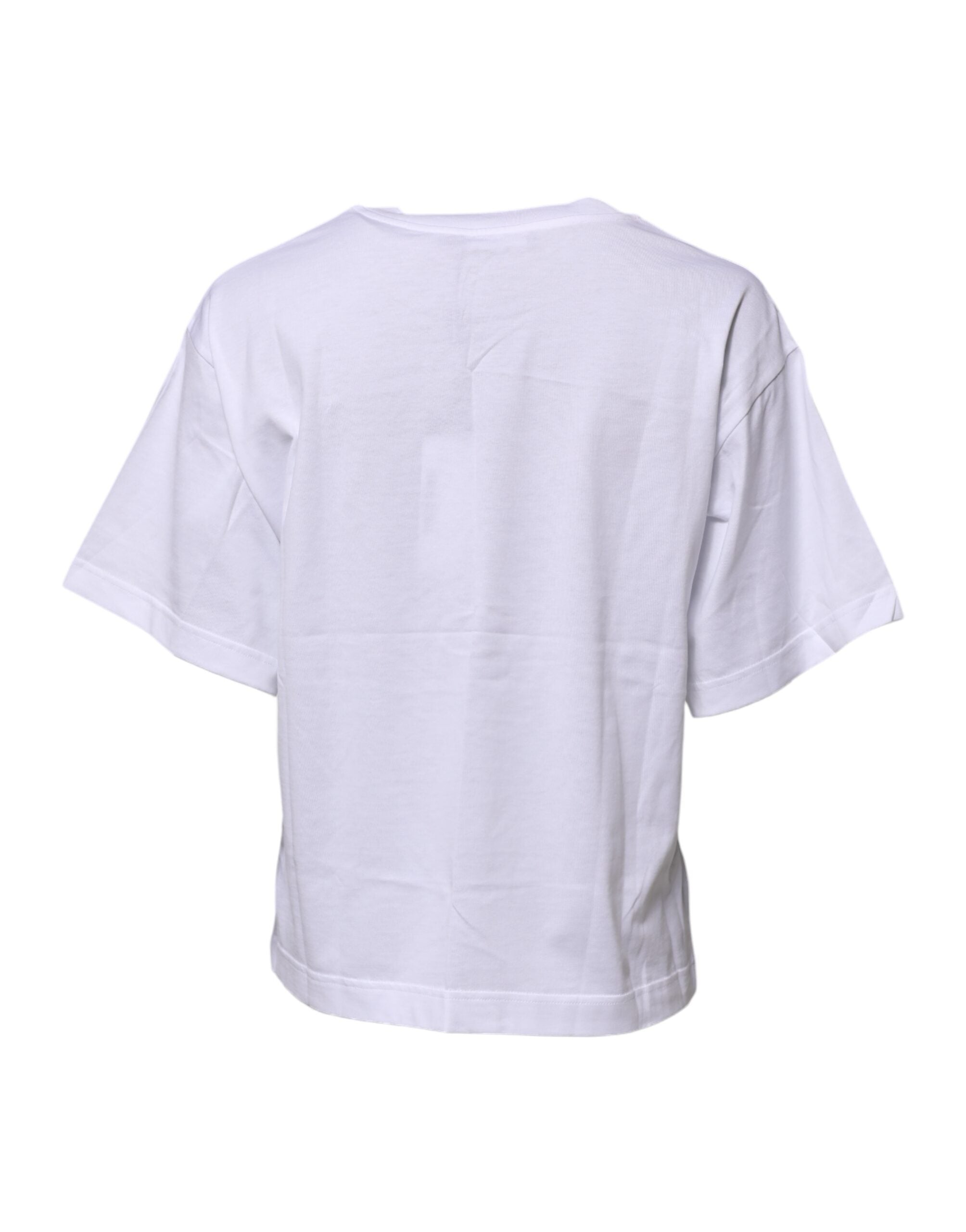 Dolce & Gabbana Weißes T-Shirt mit Rundhalsausschnitt und Grafikdruck aus Baumwolle