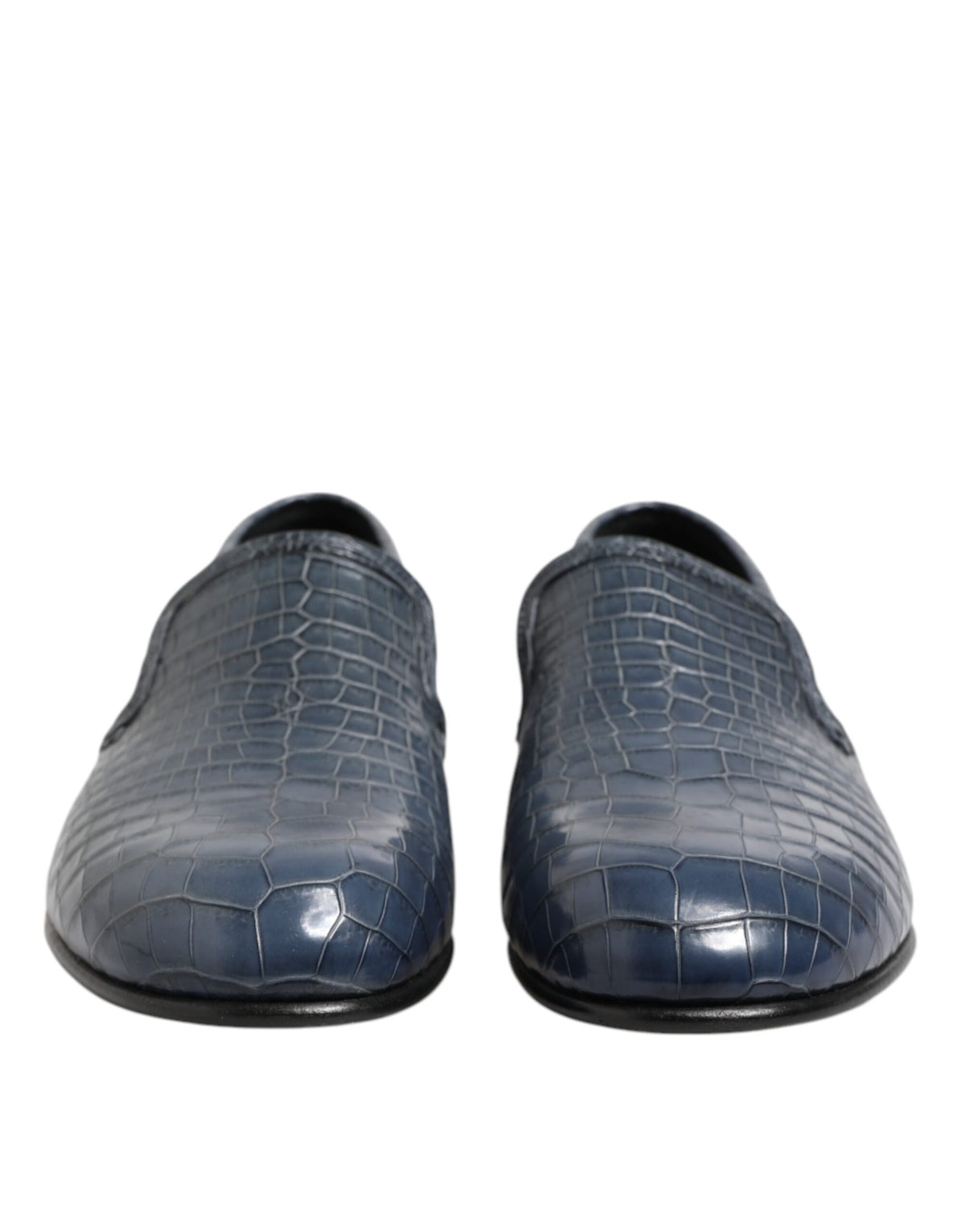 Dolce & Gabbana Blaue Exotische Leder Slip On Loafers Männer Kleid Schuhe