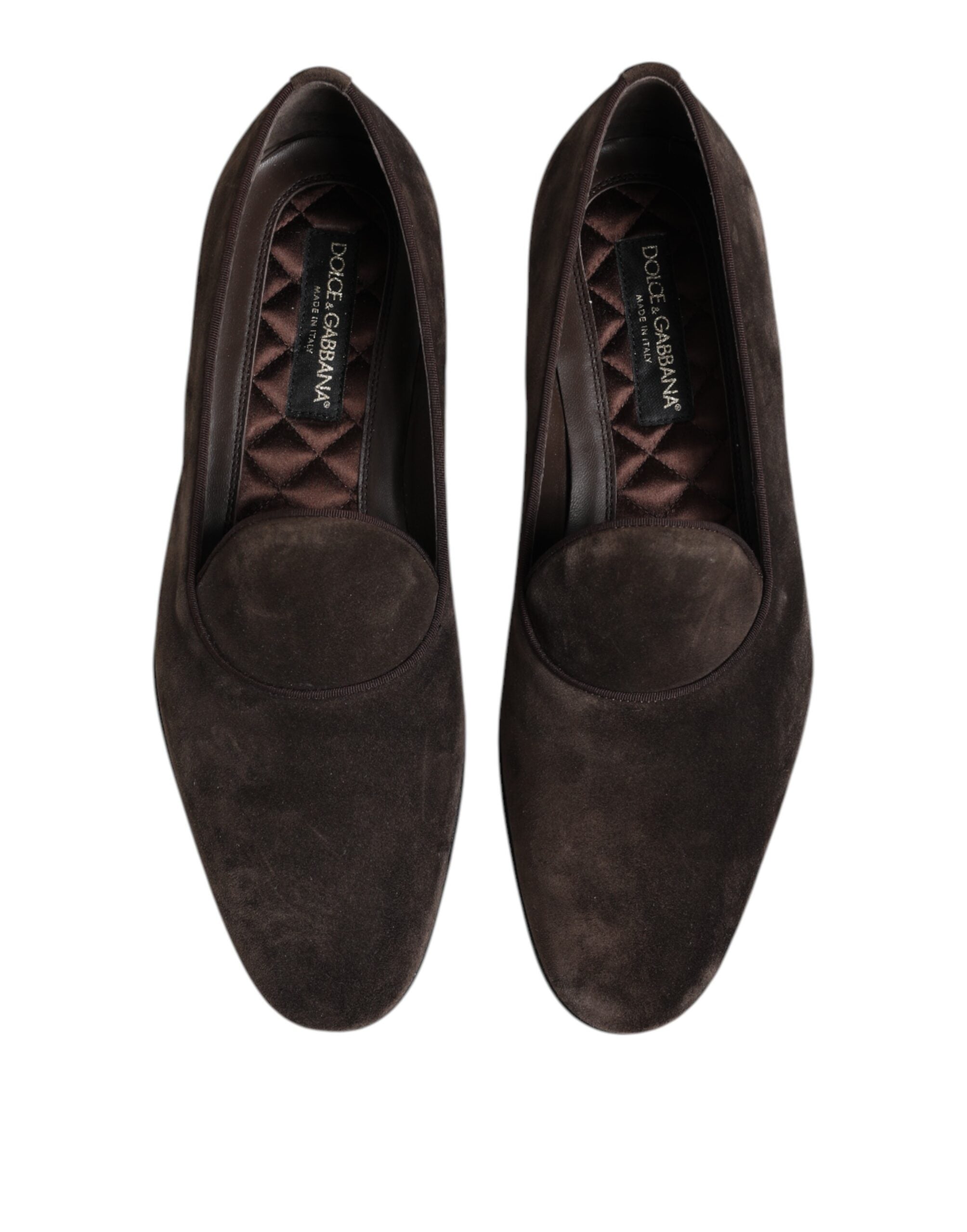 Dolce & Gabbana Braune Samtleder Slipper Schuhe