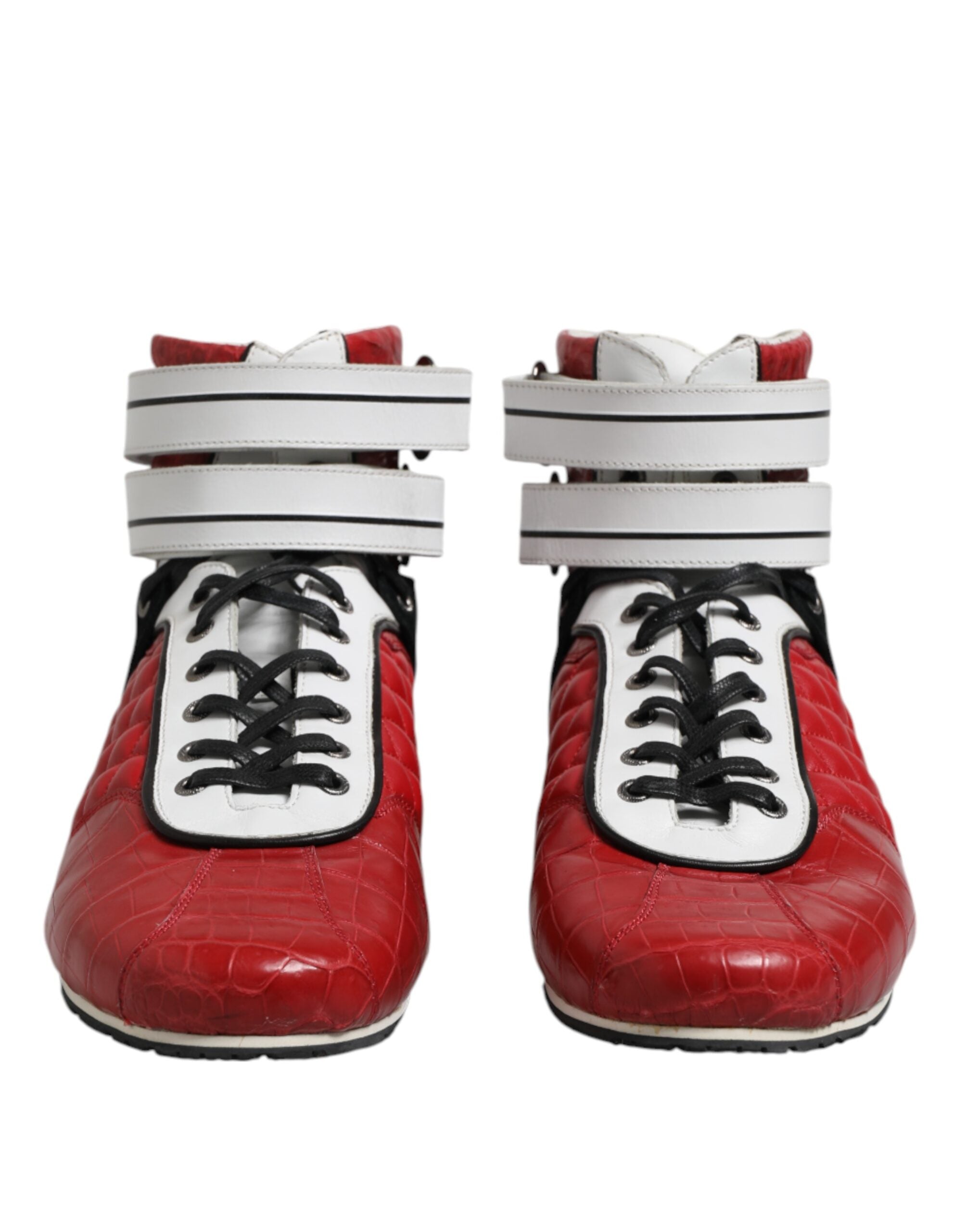 Dolce & Gabbana Rote gesteppte Leder Schnürschuhe Schuhe
