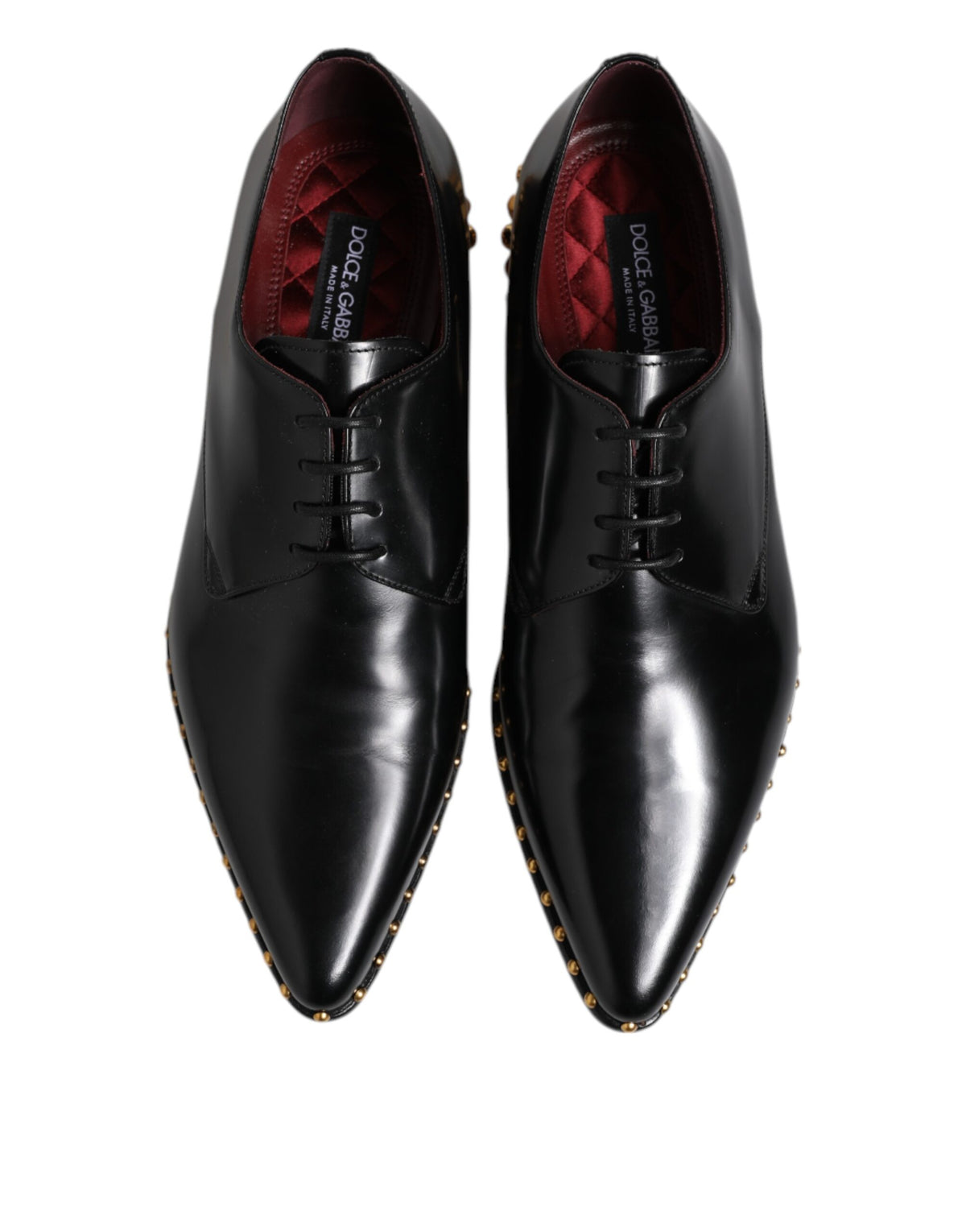 Dolce & Gabbana Schwarz Leder Nieten Derby Männer Kleid Schuhe
