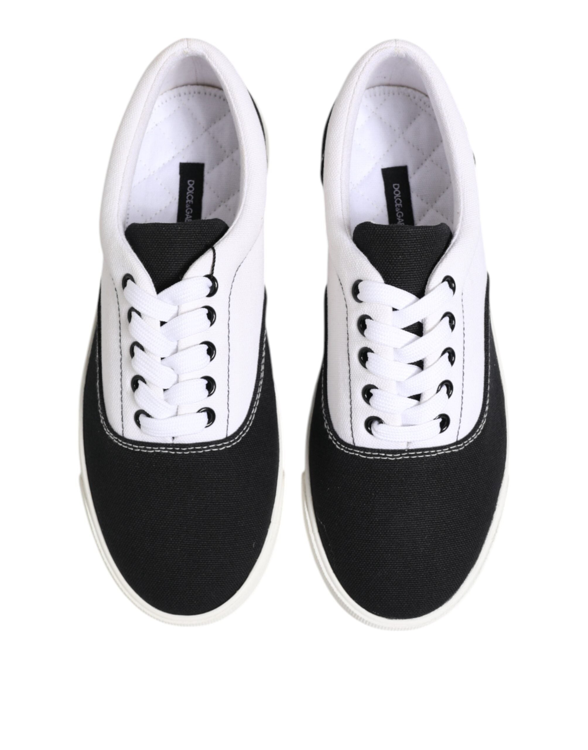 Dolce & Gabbana Schwarz Baumwolle Canvas Lace Up Männer Turnschuhe Schuhe