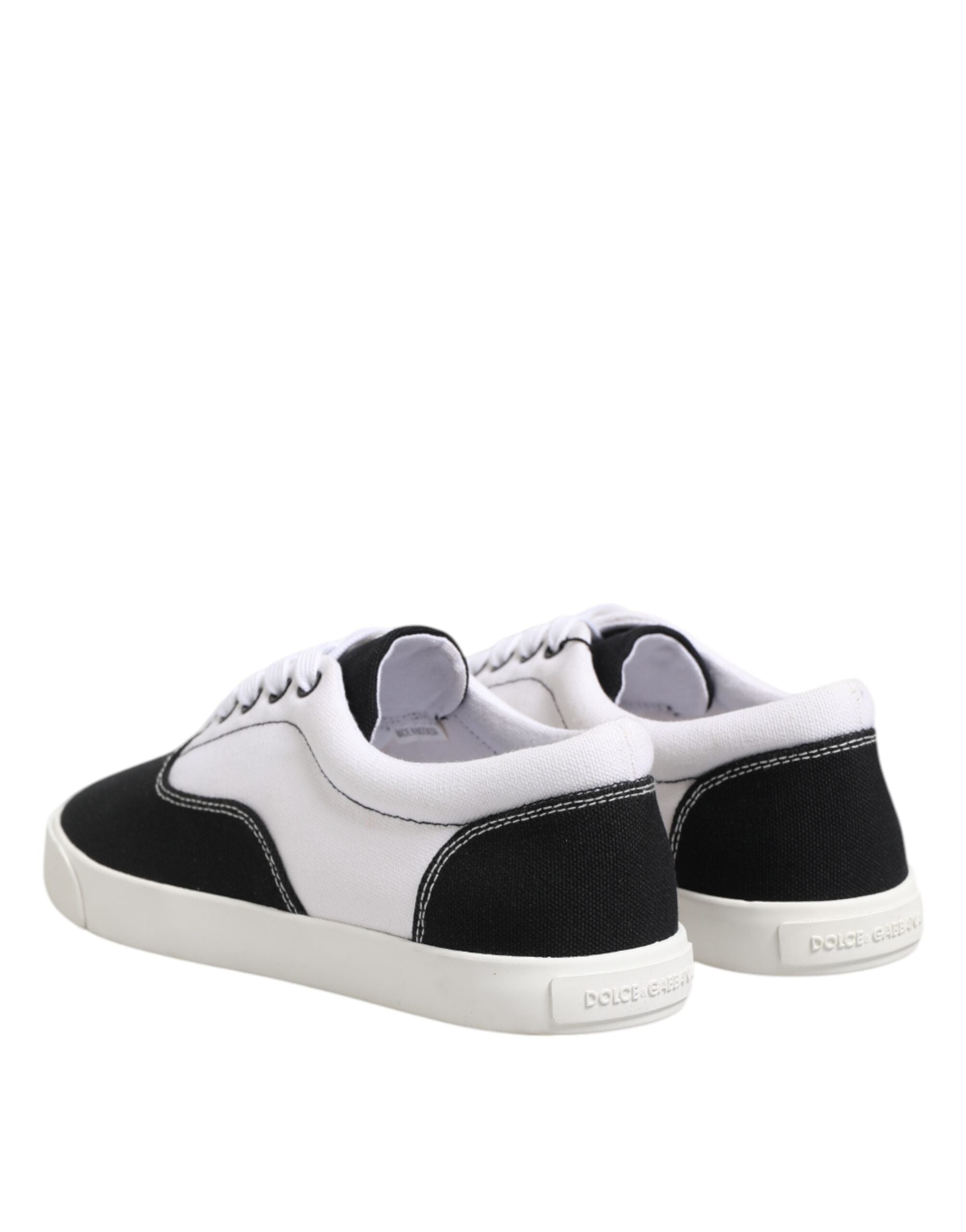 Dolce & Gabbana Schwarz Baumwolle Canvas Lace Up Männer Turnschuhe Schuhe
