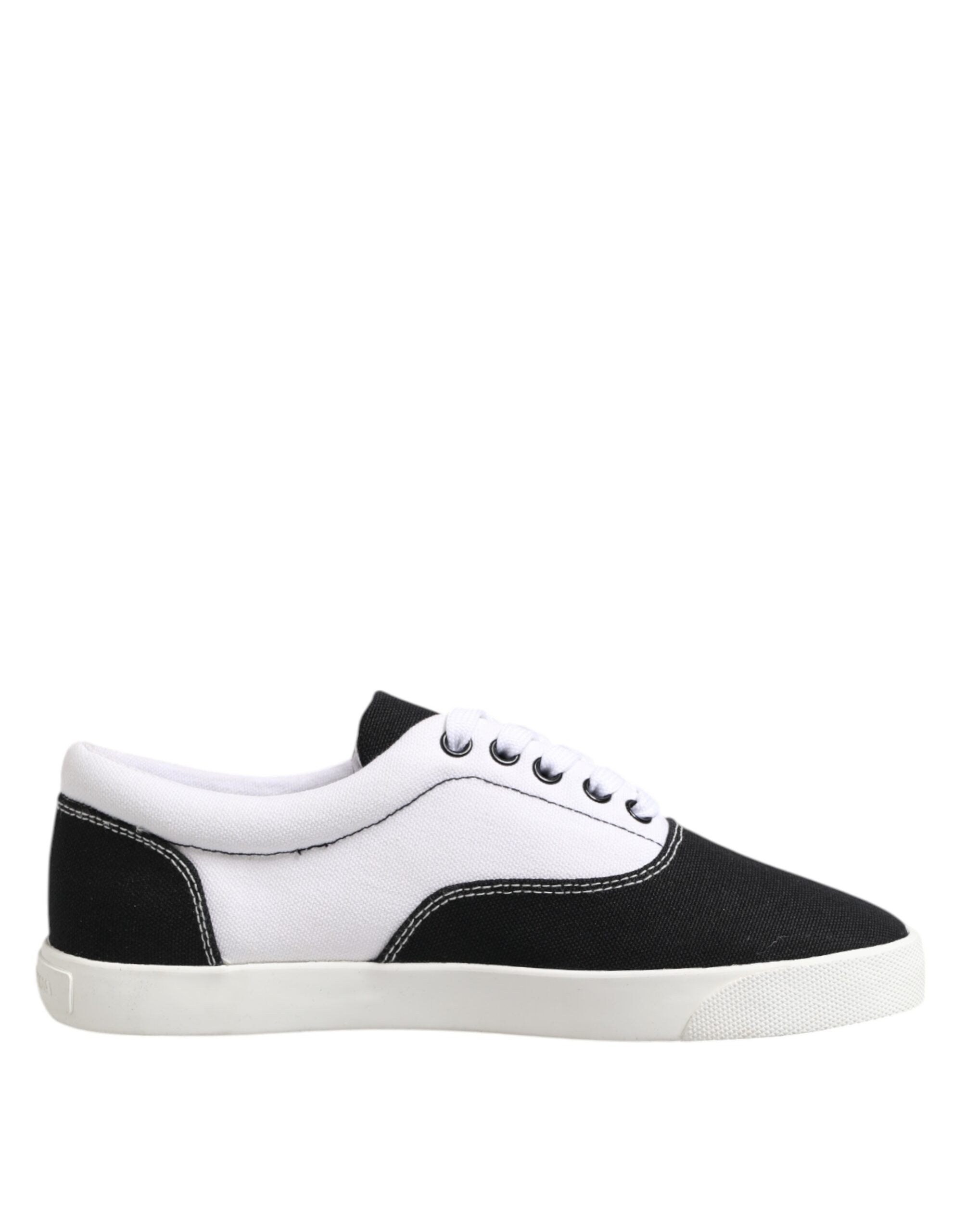 Dolce & Gabbana Schwarz Baumwolle Canvas Lace Up Männer Turnschuhe Schuhe