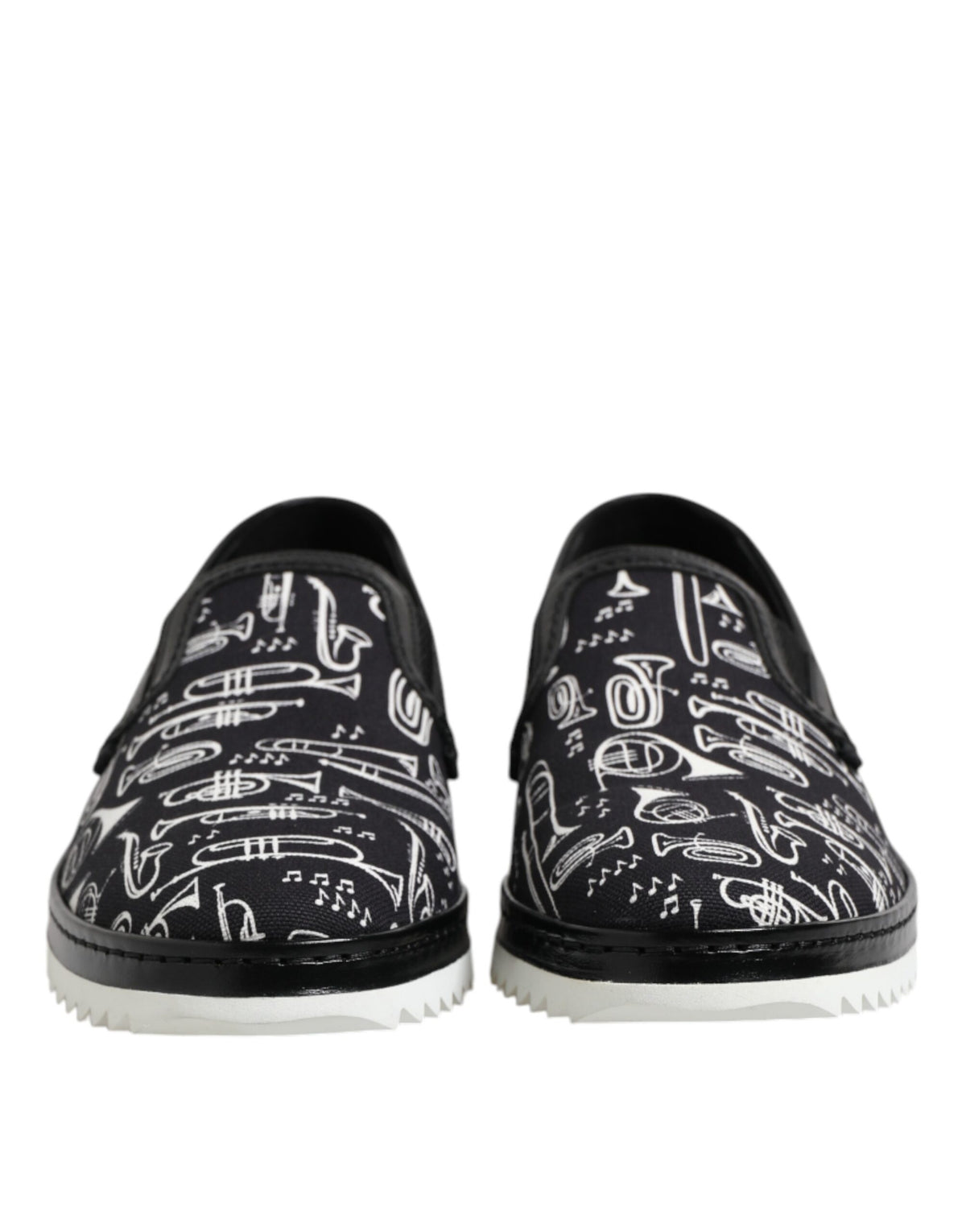 Dolce & Gabbana Schwarz Slip On Bedruckte Männer Loafers Schuhe