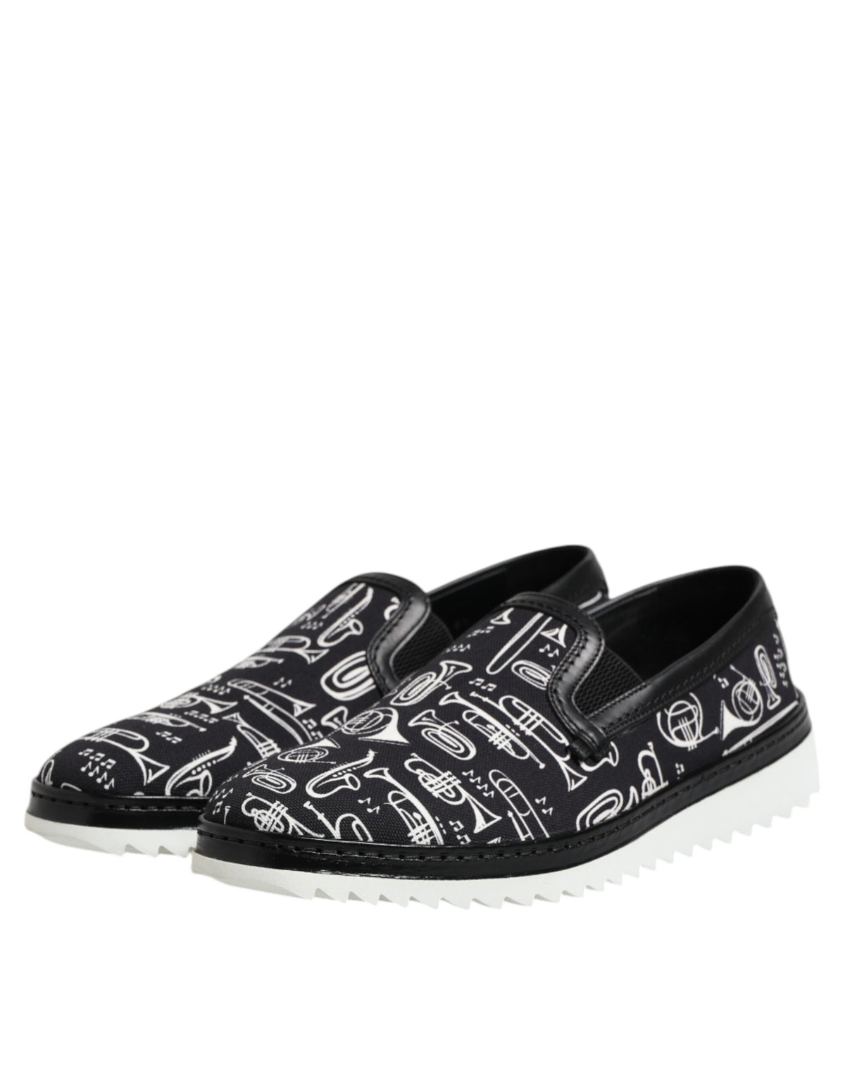 Dolce & Gabbana Schwarz Slip On Bedruckte Männer Loafers Schuhe