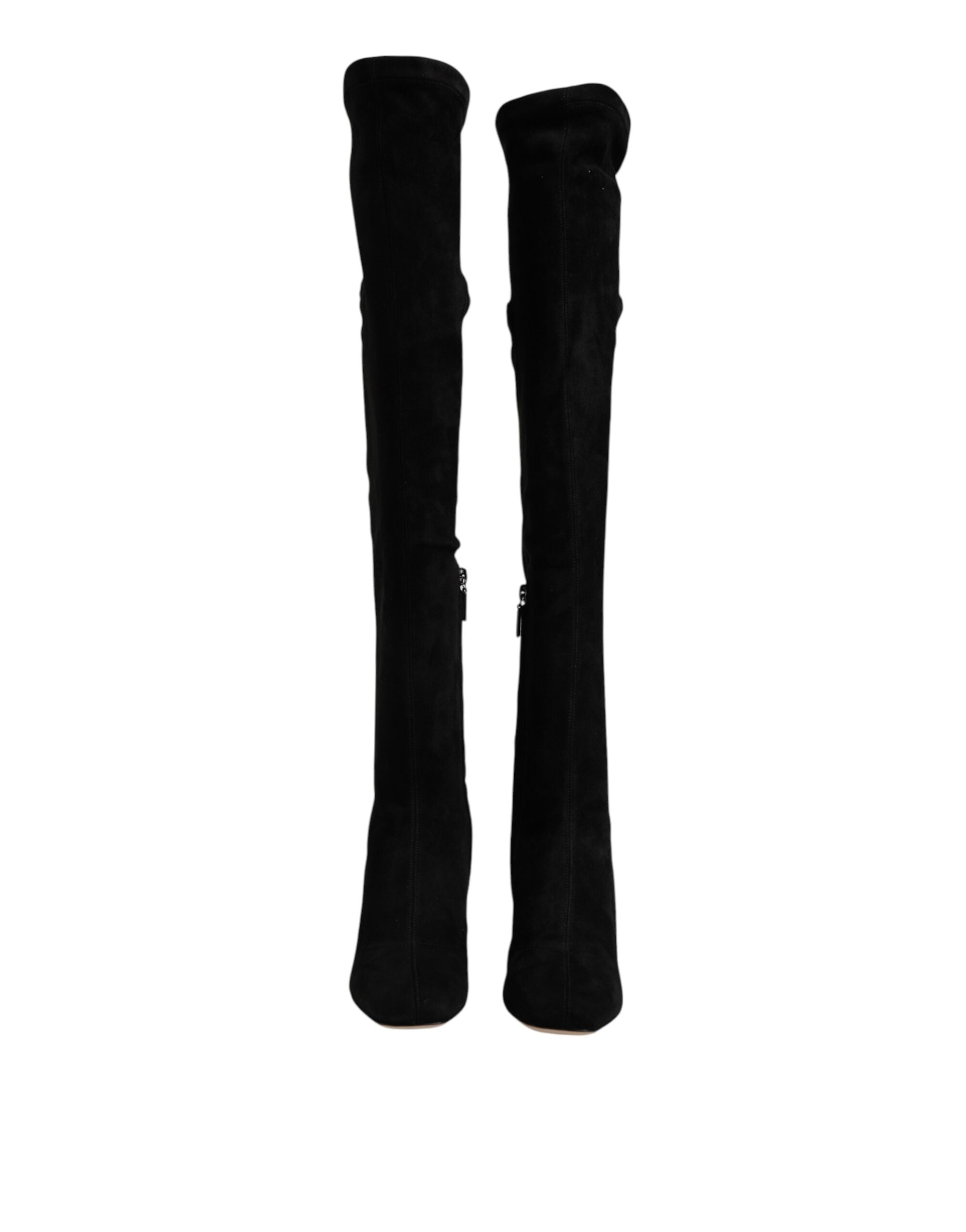 Dolce & Gabbana Schwarze kniehohe Stiefel aus Wildleder Schuhe