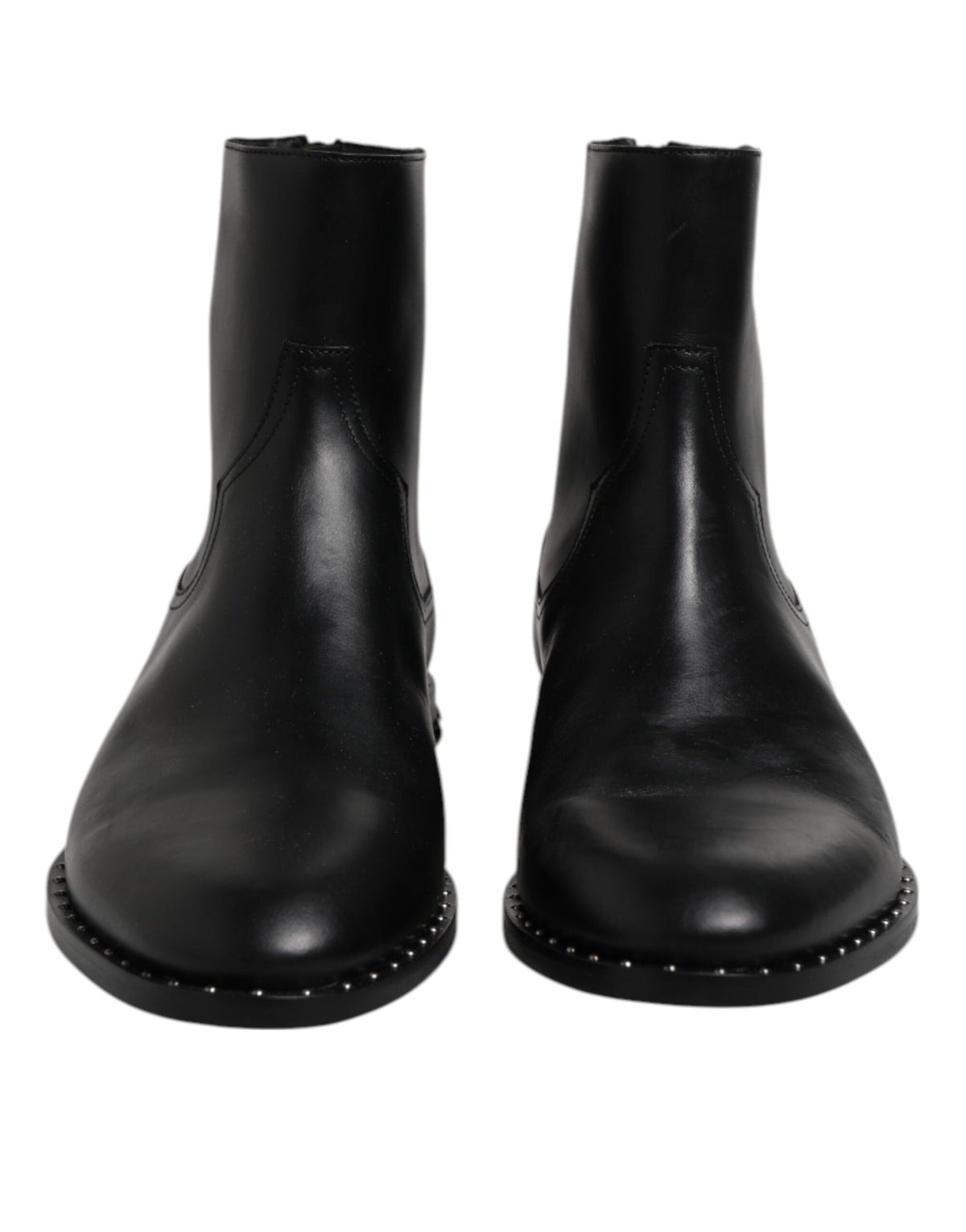 Dolce & Gabbana Schwarze Leder Logo-Stiefeletten Nietenschuhe