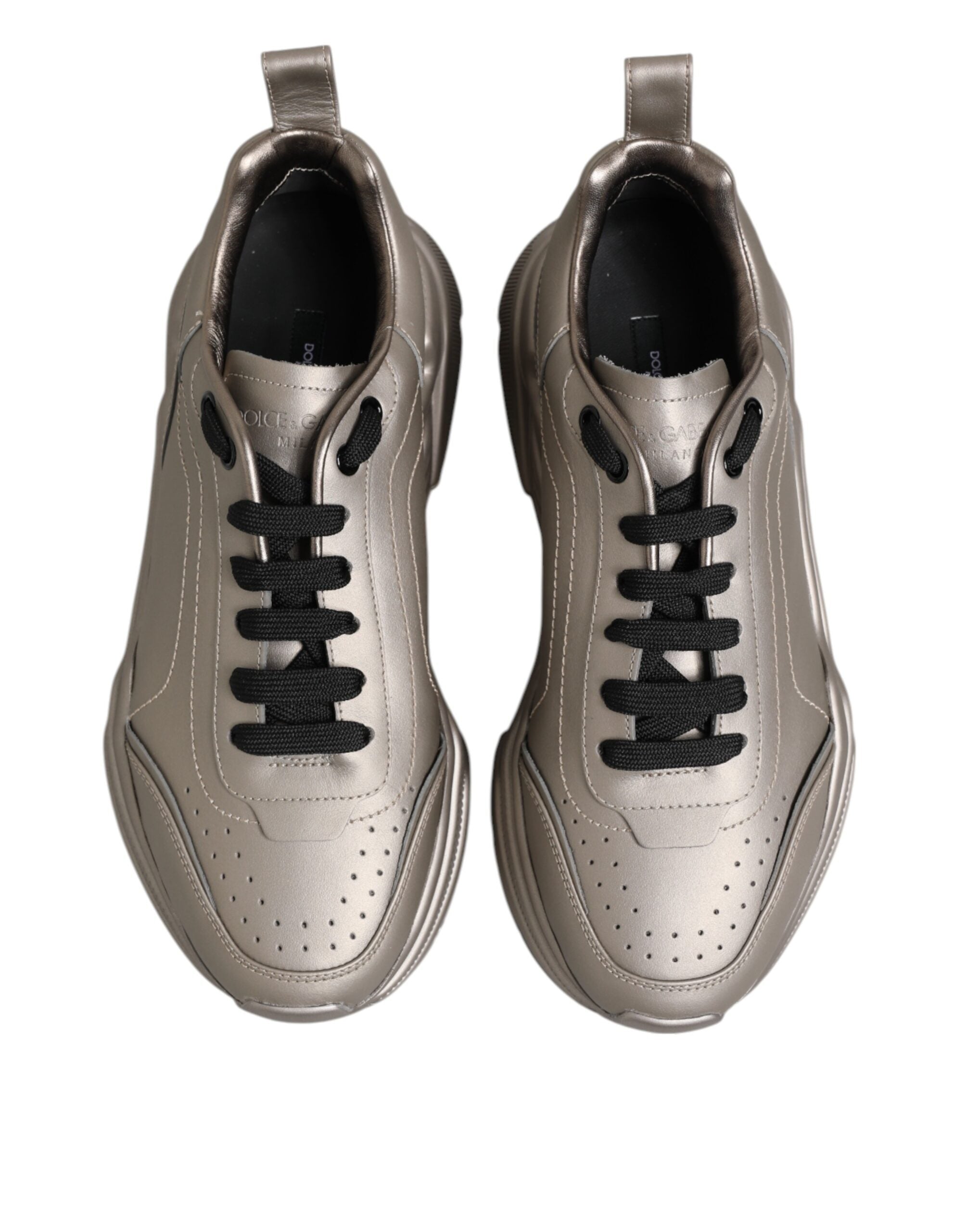 Dolce & Gabbana Silber DAYMASTER Leder Männer Turnschuhe Schuhe