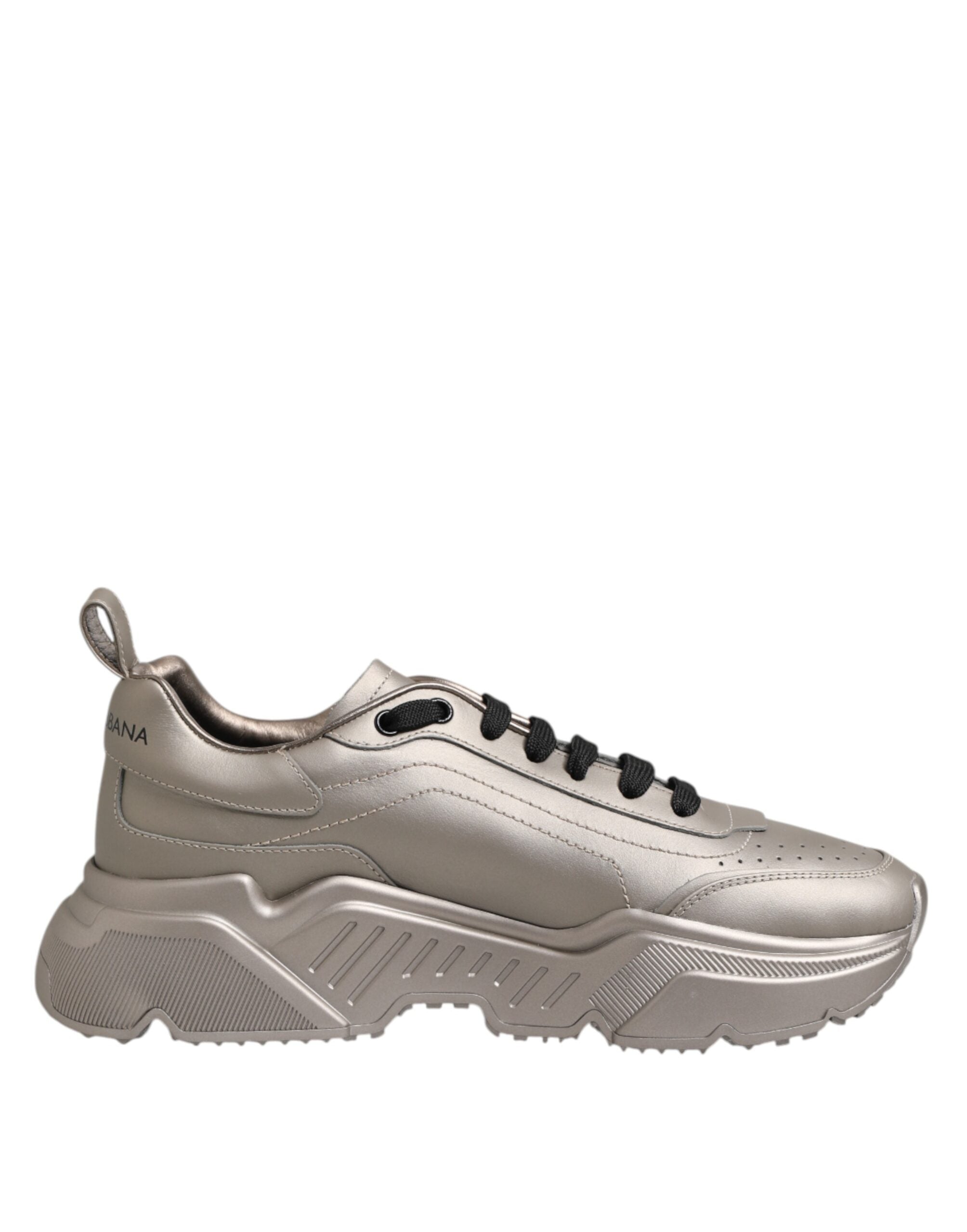 Dolce & Gabbana Silber DAYMASTER Leder Männer Turnschuhe Schuhe