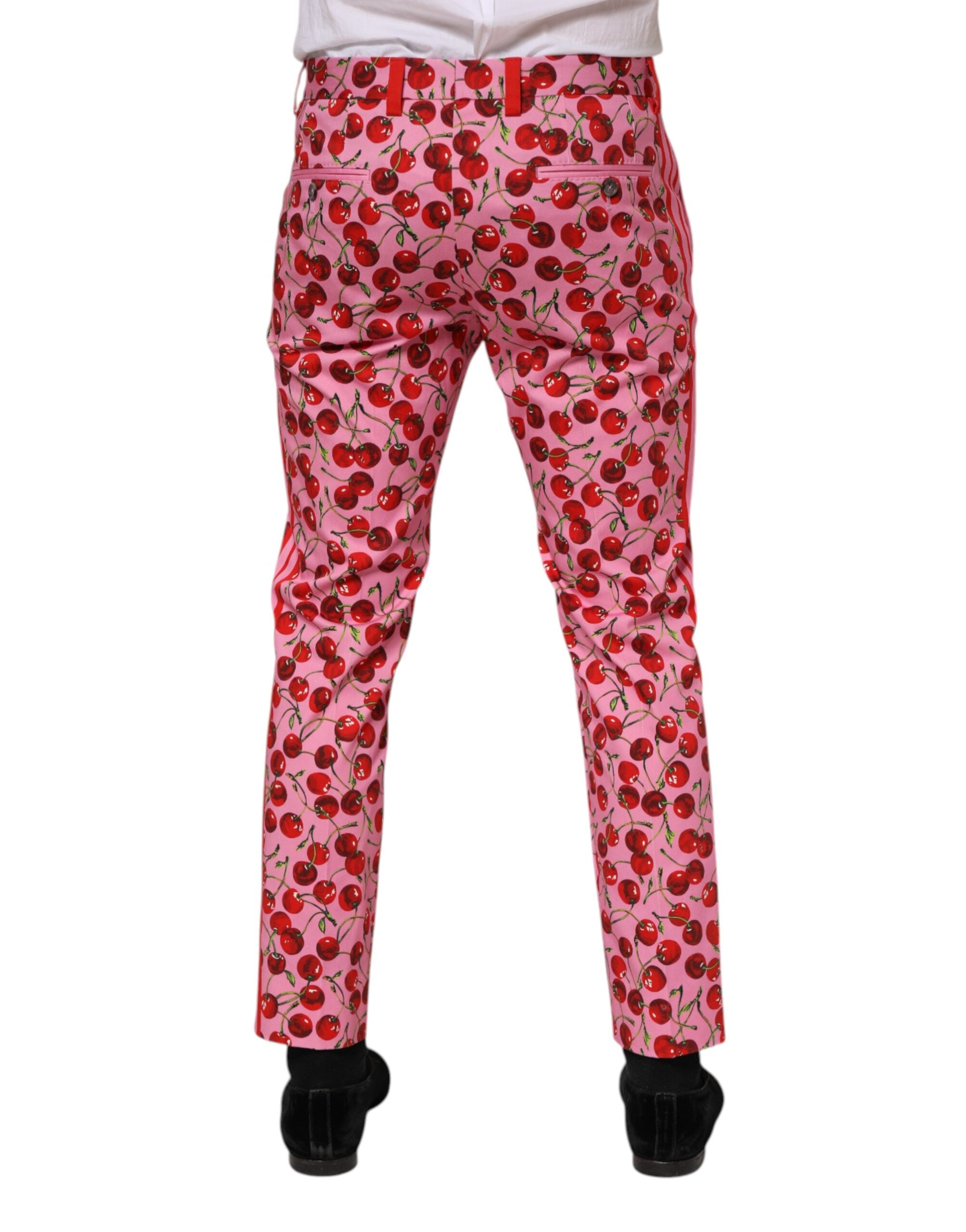Dolce & Gabbana Rosa Kirschen Print Baumwolle Kleid Hose